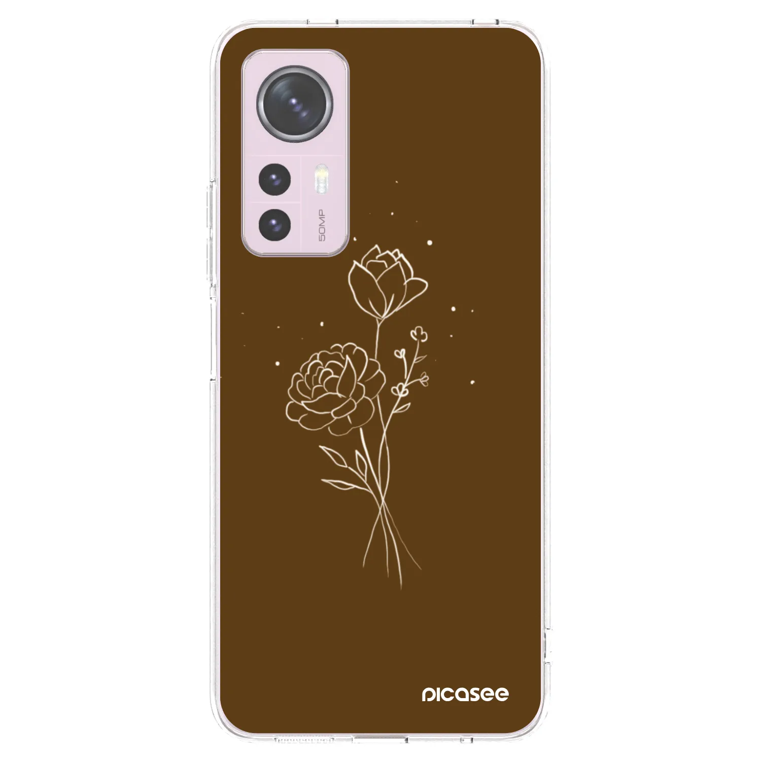 Picasee átlátszó szilikon tok az alábbi mobiltelefonokra Xiaomi 12 - Brown flowers