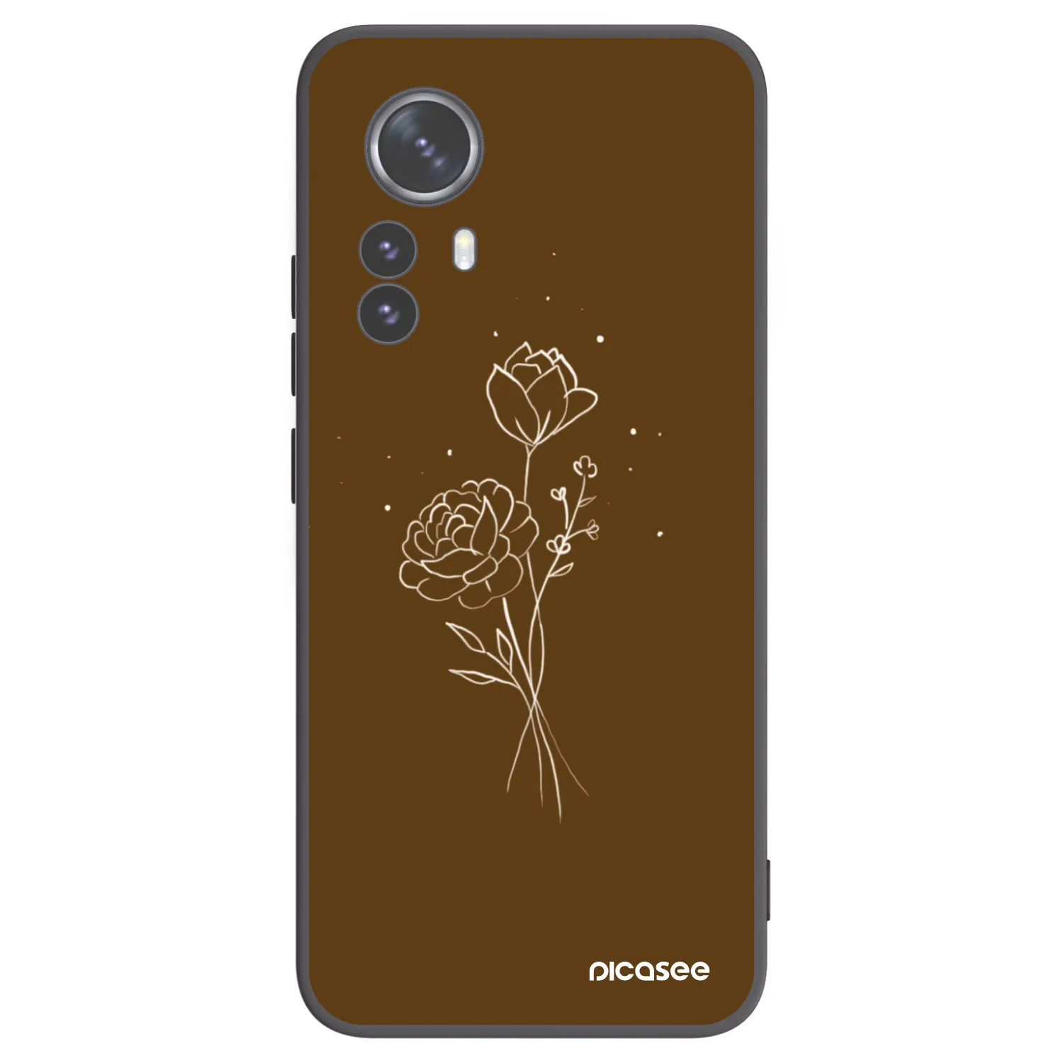 Picasee fekete szilikon tok az alábbi mobiltelefonokra Xiaomi 12 Pro - Brown flowers