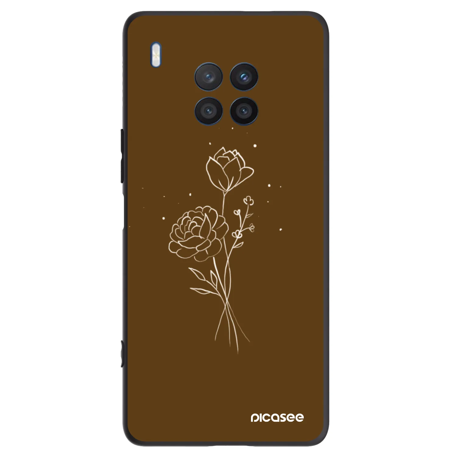 Picasee fekete szilikon tok az alábbi mobiltelefonokra Honor 50 Lite - Brown flowers