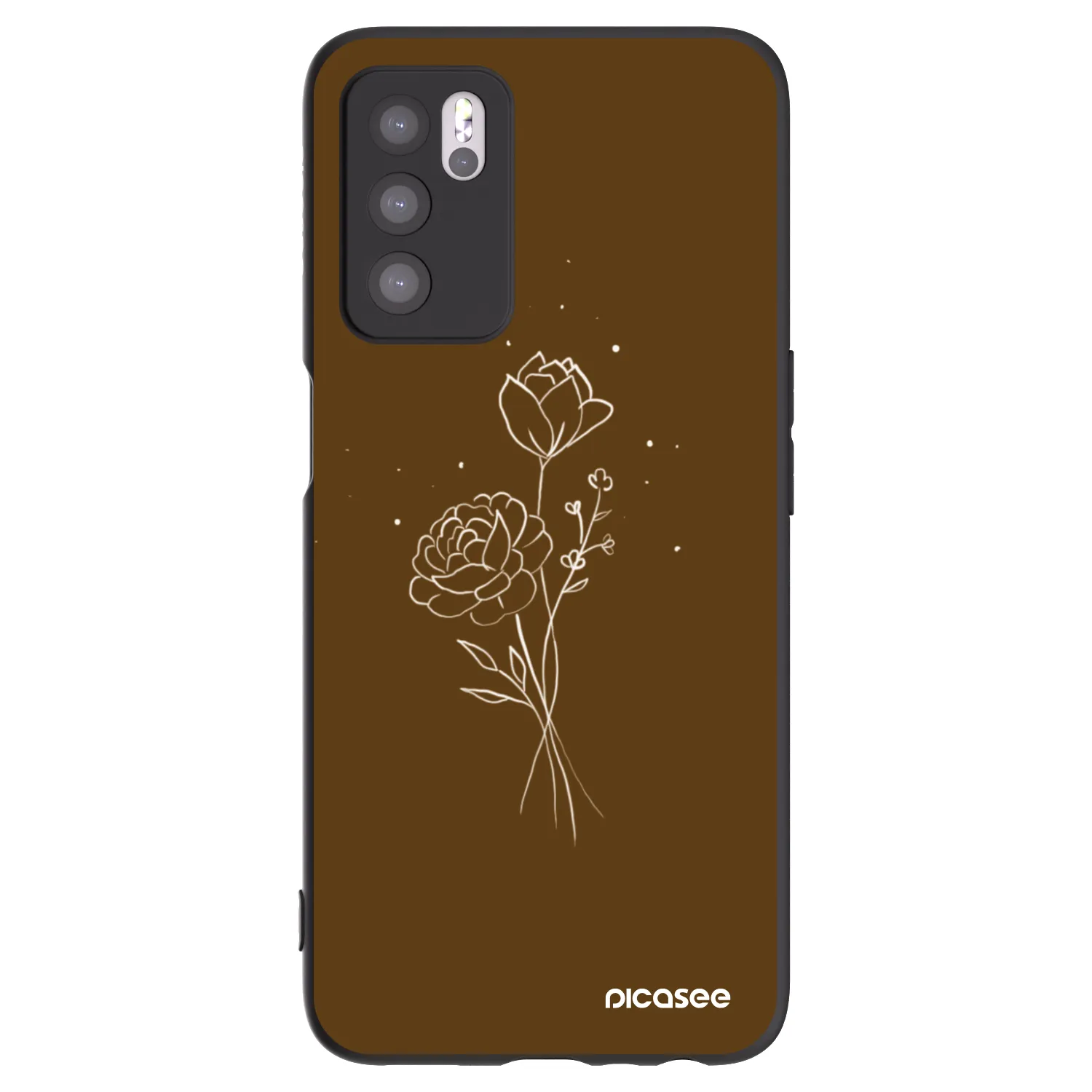 Picasee fekete szilikon tok az alábbi mobiltelefonokra OPPO A16 - Brown flowers