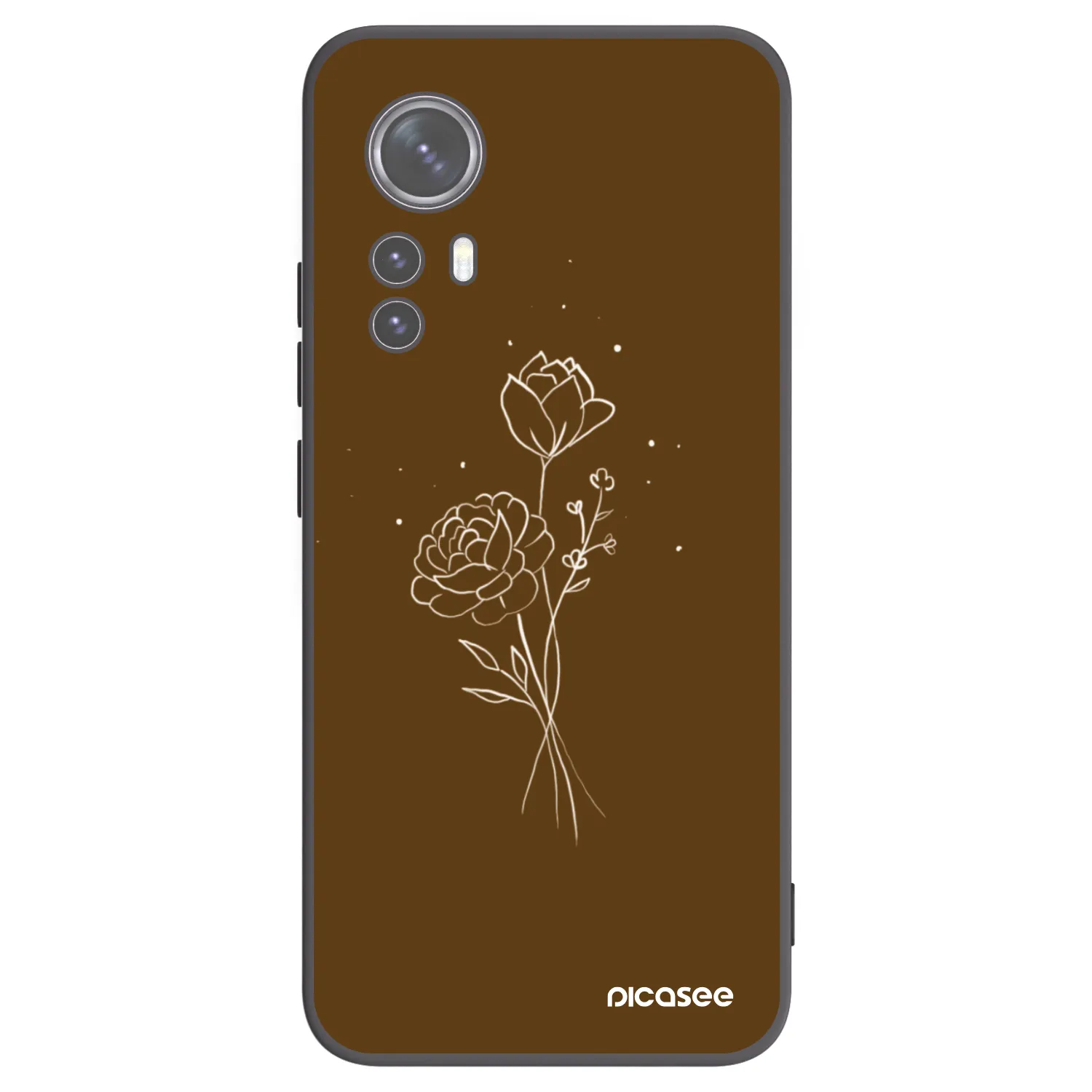 Picasee fekete szilikon tok az alábbi mobiltelefonokra Xiaomi 12X - Brown flowers