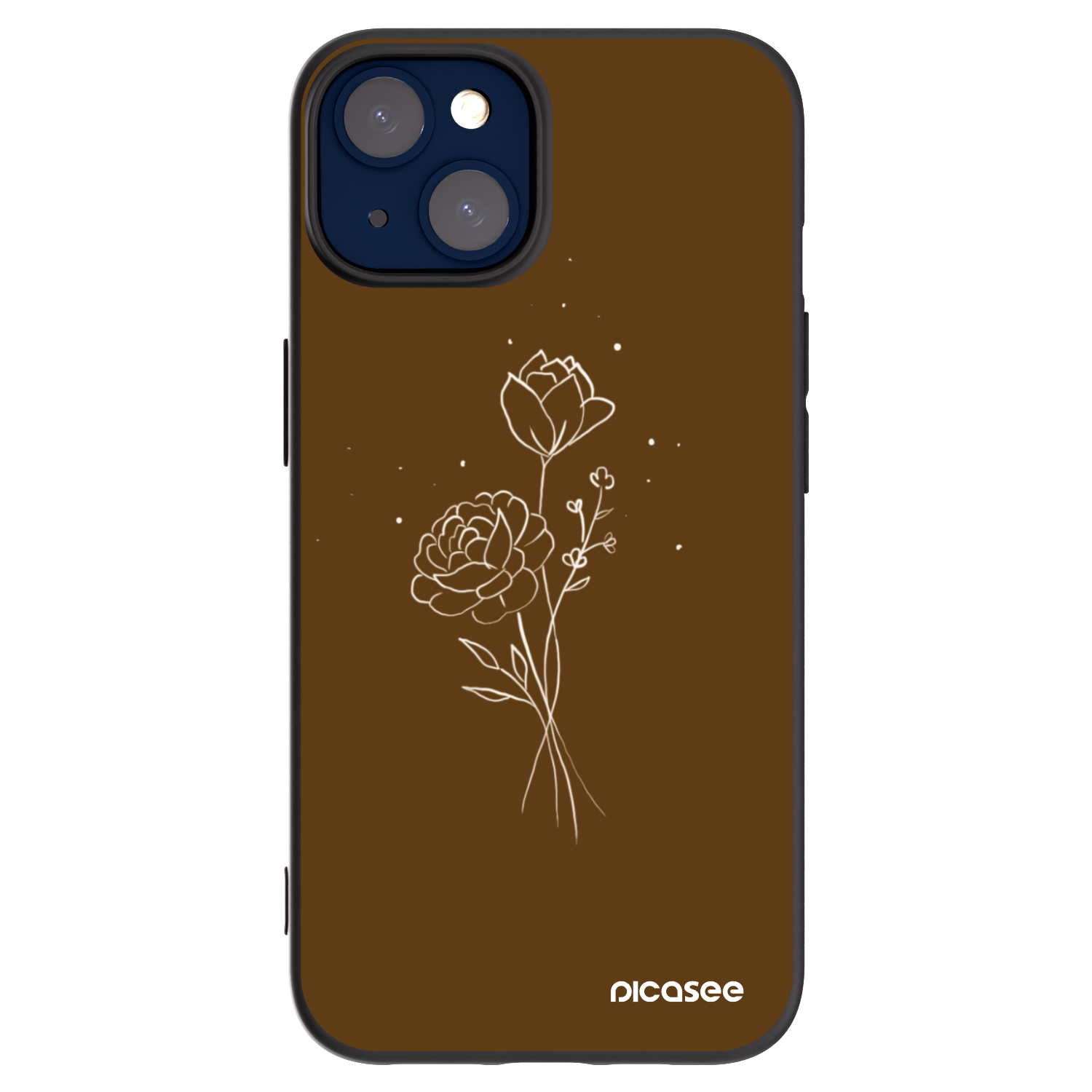 Picasee fekete szilikon tok az alábbi mobiltelefonokra Apple iPhone 14 - Brown flowers