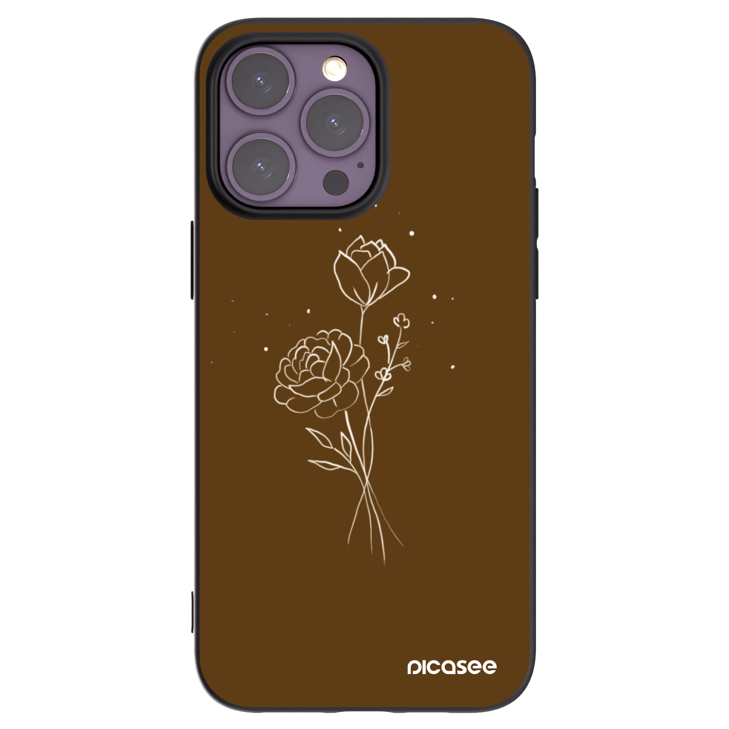 Picasee fekete szilikon tok az alábbi mobiltelefonokra Apple iPhone 14 Pro Max - Brown flowers