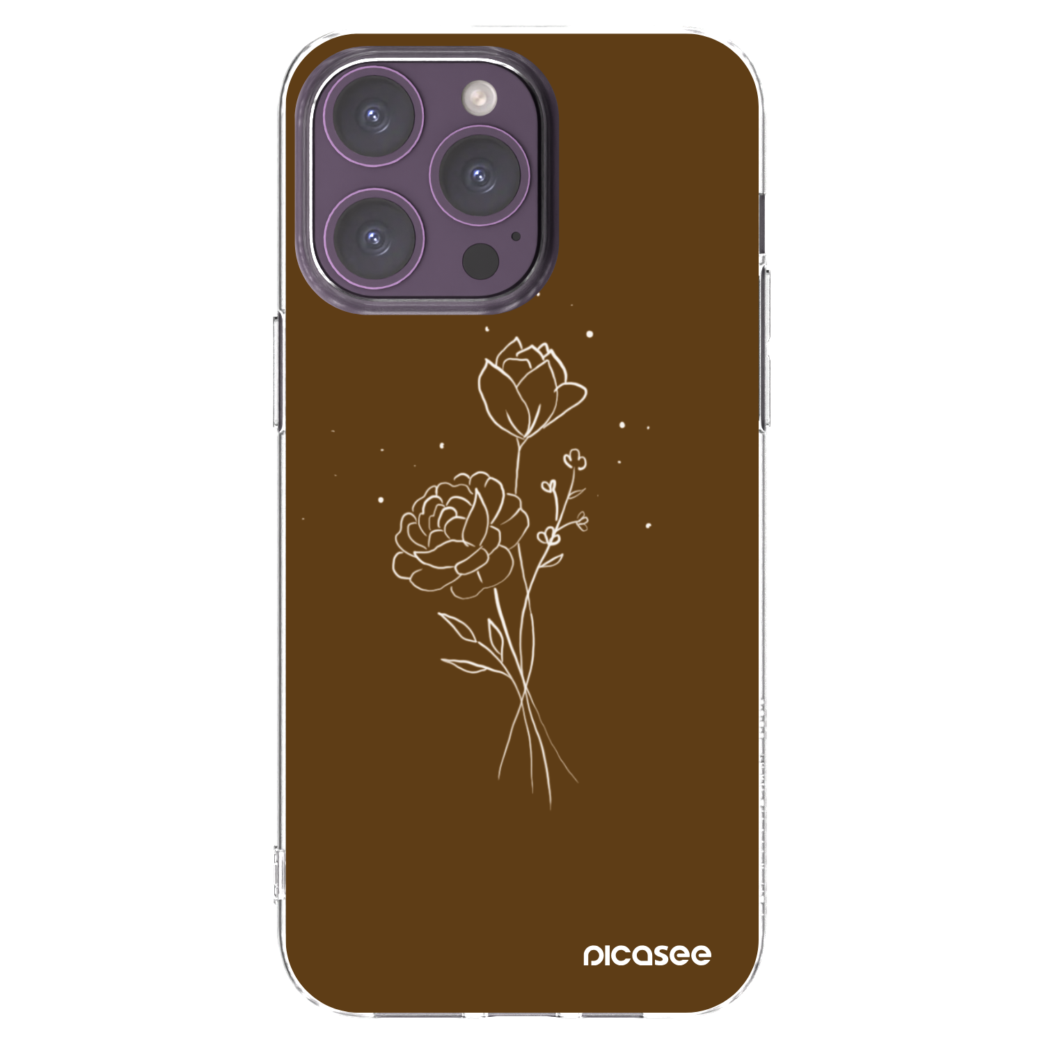 Picasee átlátszó szilikon tok az alábbi mobiltelefonokra Apple iPhone 14 Pro Max - Brown flowers