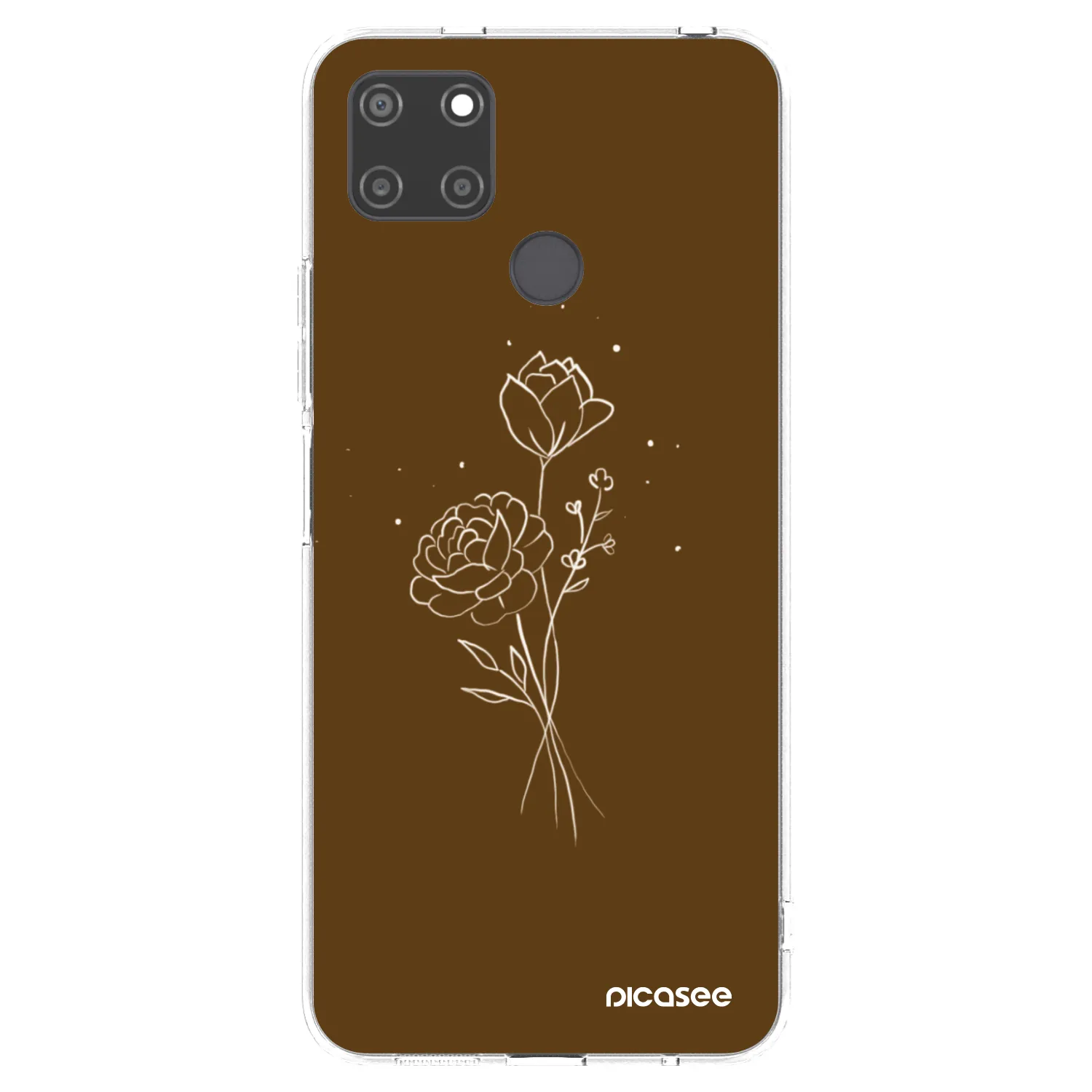Picasee átlátszó szilikon tok az alábbi mobiltelefonokra Realme C21Y - Brown flowers