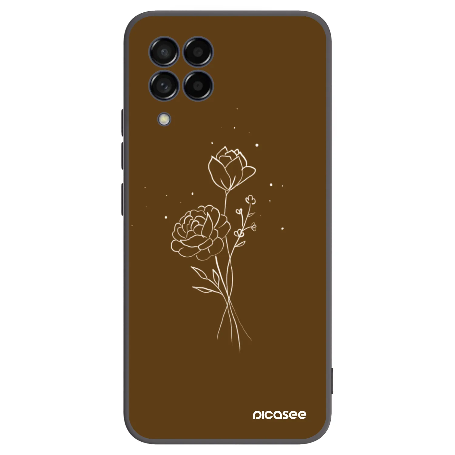 Picasee fekete szilikon tok az alábbi mobiltelefonokra Samsung Galaxy M53 5G - Brown flowers