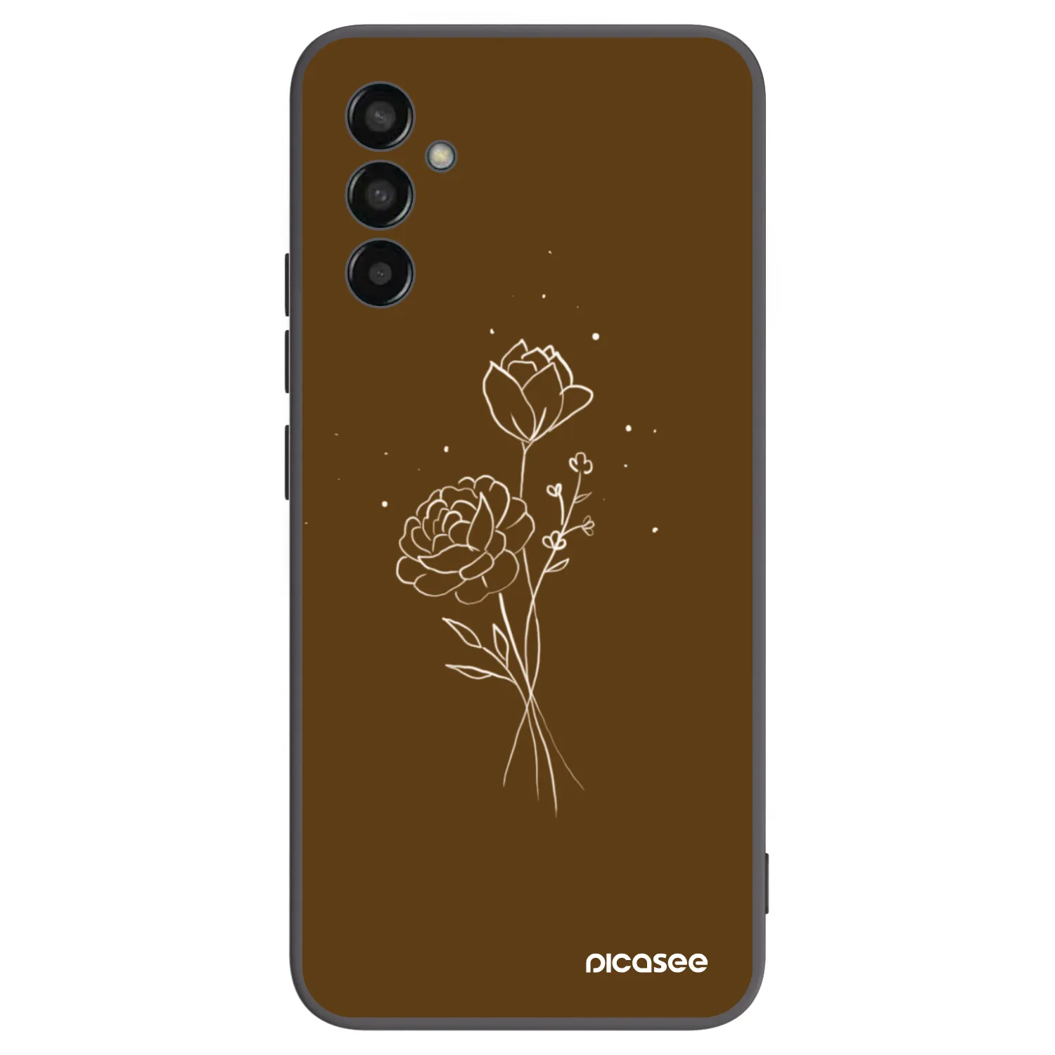 Picasee fekete szilikon tok az alábbi mobiltelefonokra Samsung Galaxy M13 M135F - Brown flowers