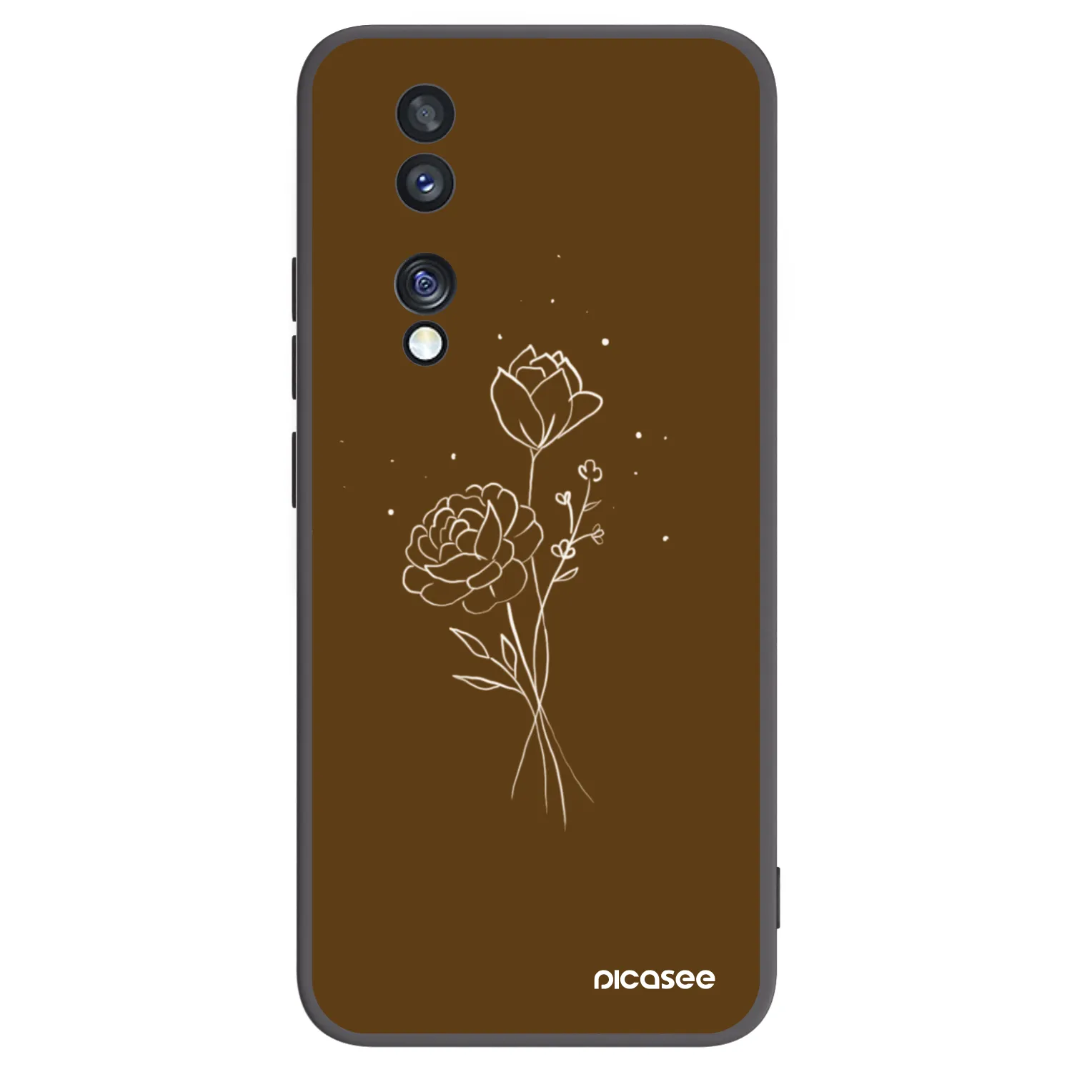 Picasee fekete szilikon tok az alábbi mobiltelefonokra Honor 70 - Brown flowers