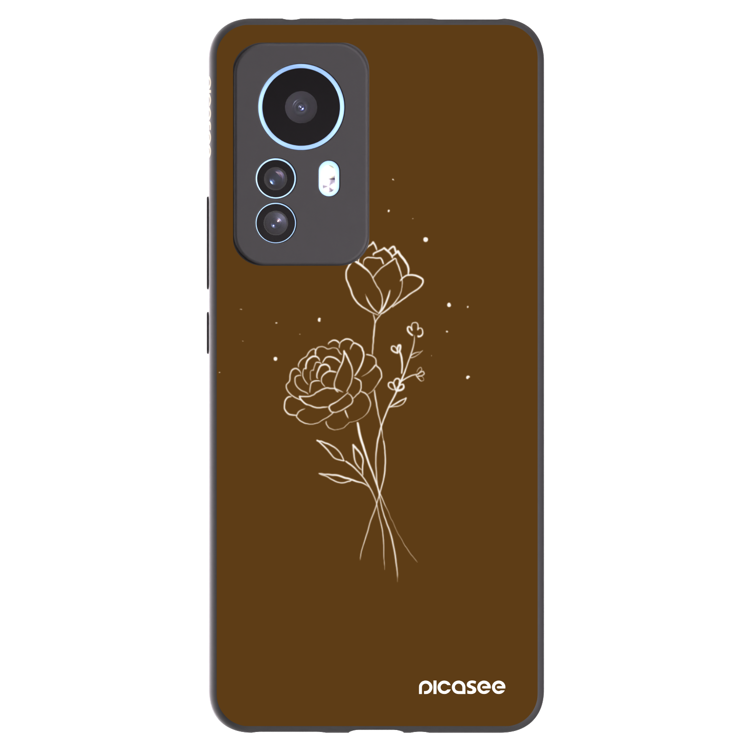 Picasee fekete szilikon tok az alábbi mobiltelefonokra Xiaomi 12T Pro - Brown flowers