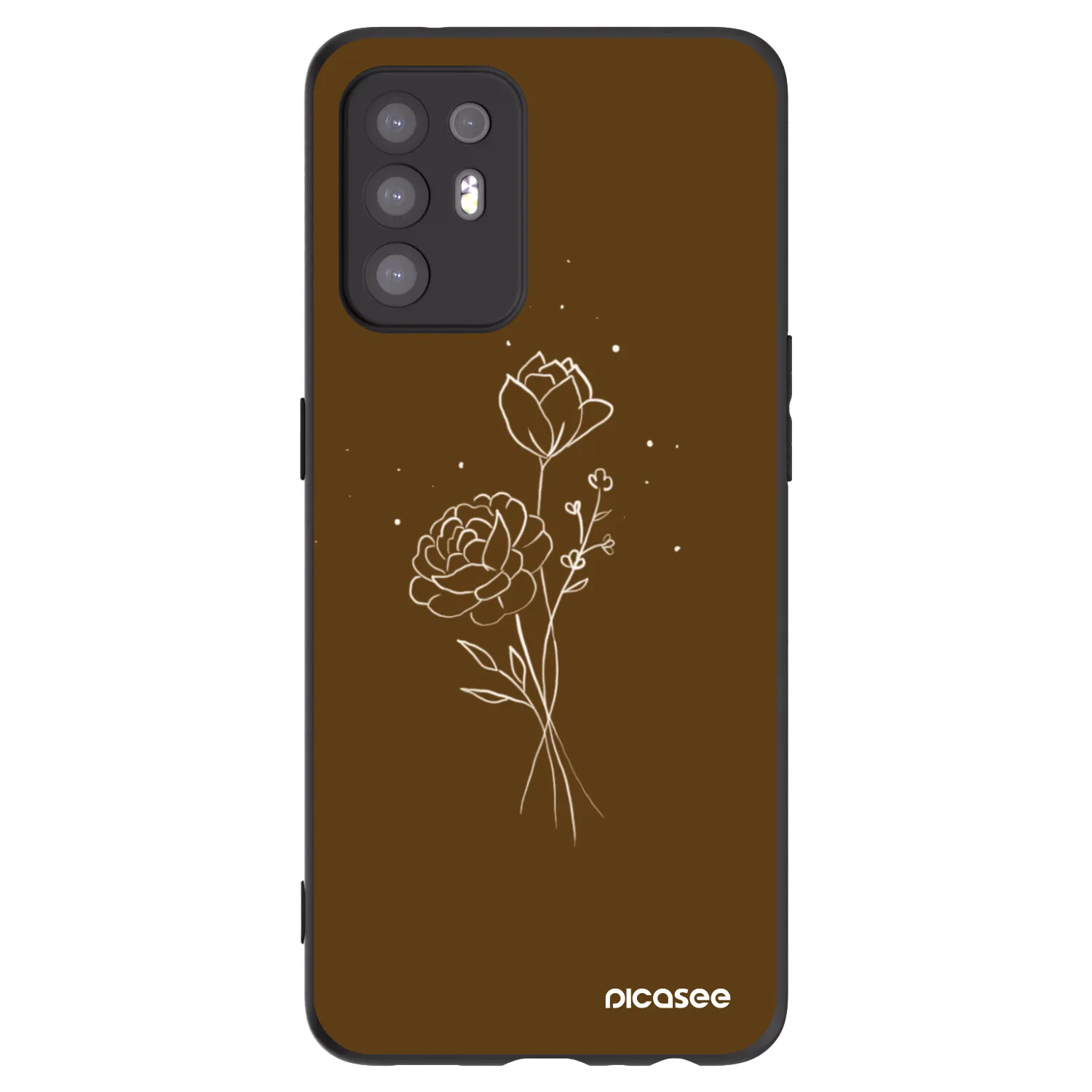Picasee fekete szilikon tok az alábbi mobiltelefonokra OPPO A94 5G - Brown flowers