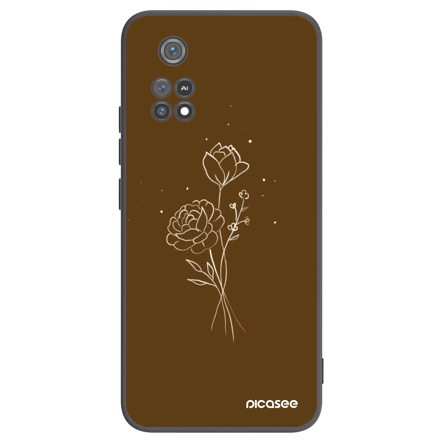 Picasee fekete szilikon tok az alábbi mobiltelefonokra Xiaomi Poco M4 Pro - Brown flowers