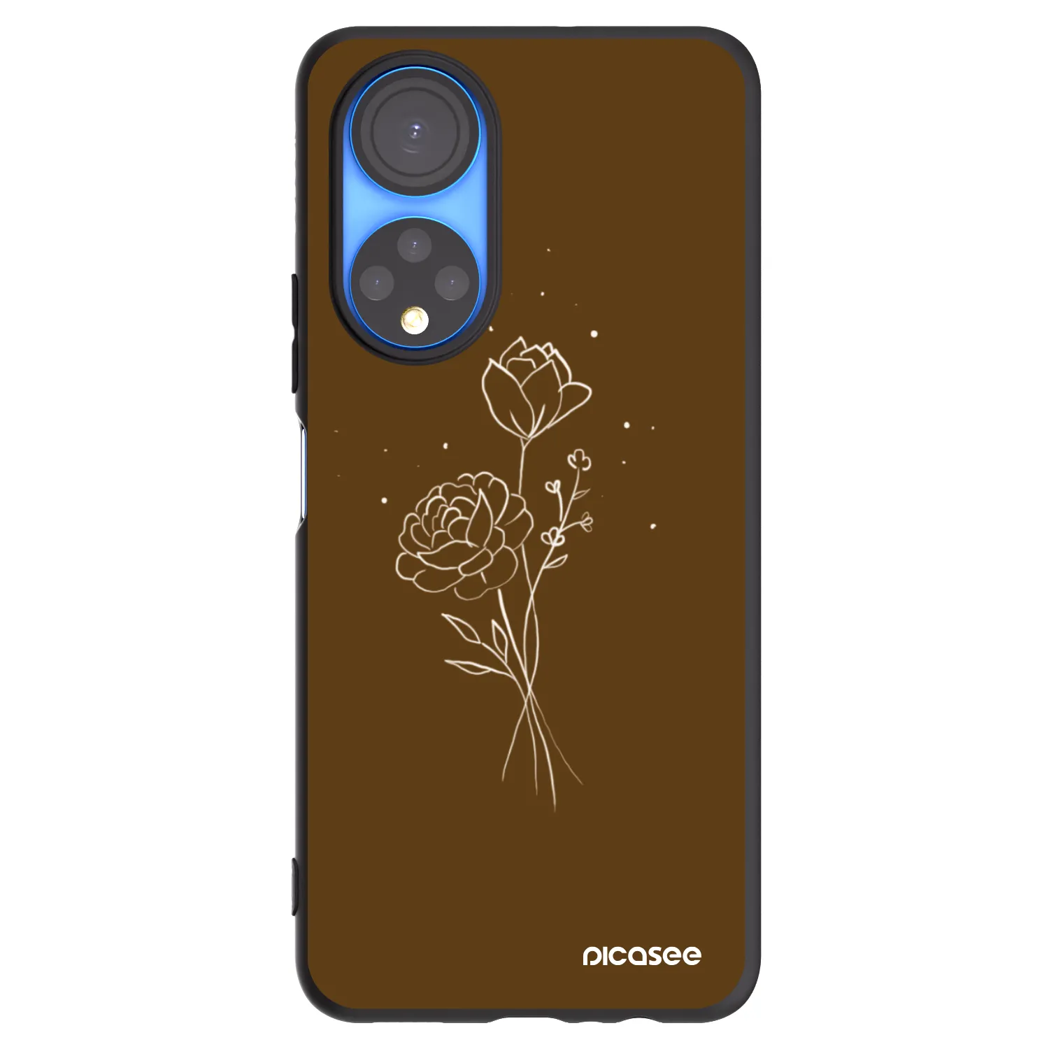 Picasee fekete szilikon tok az alábbi mobiltelefonokra Honor X7 - Brown flowers
