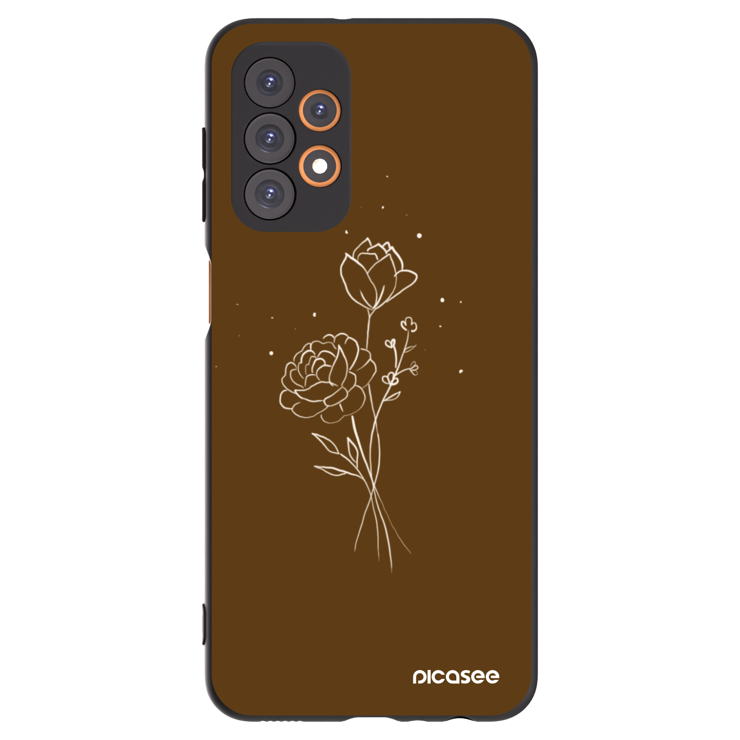 Picasee fekete szilikon tok az alábbi mobiltelefonokra Samsung Galaxy A23 A235F 4G - Brown flowers