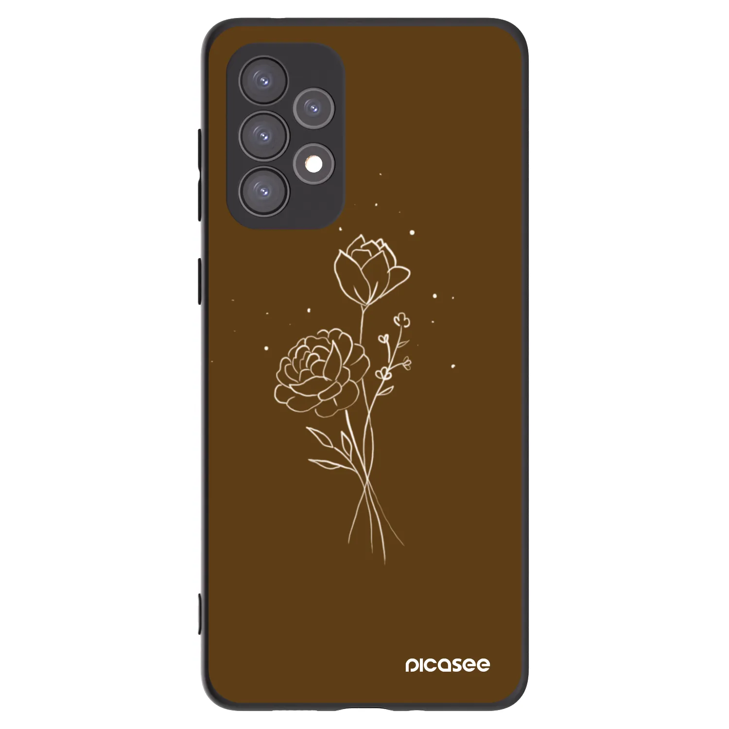 Picasee fekete szilikon tok az alábbi mobiltelefonokra Samsung Galaxy A73 5G - Brown flowers