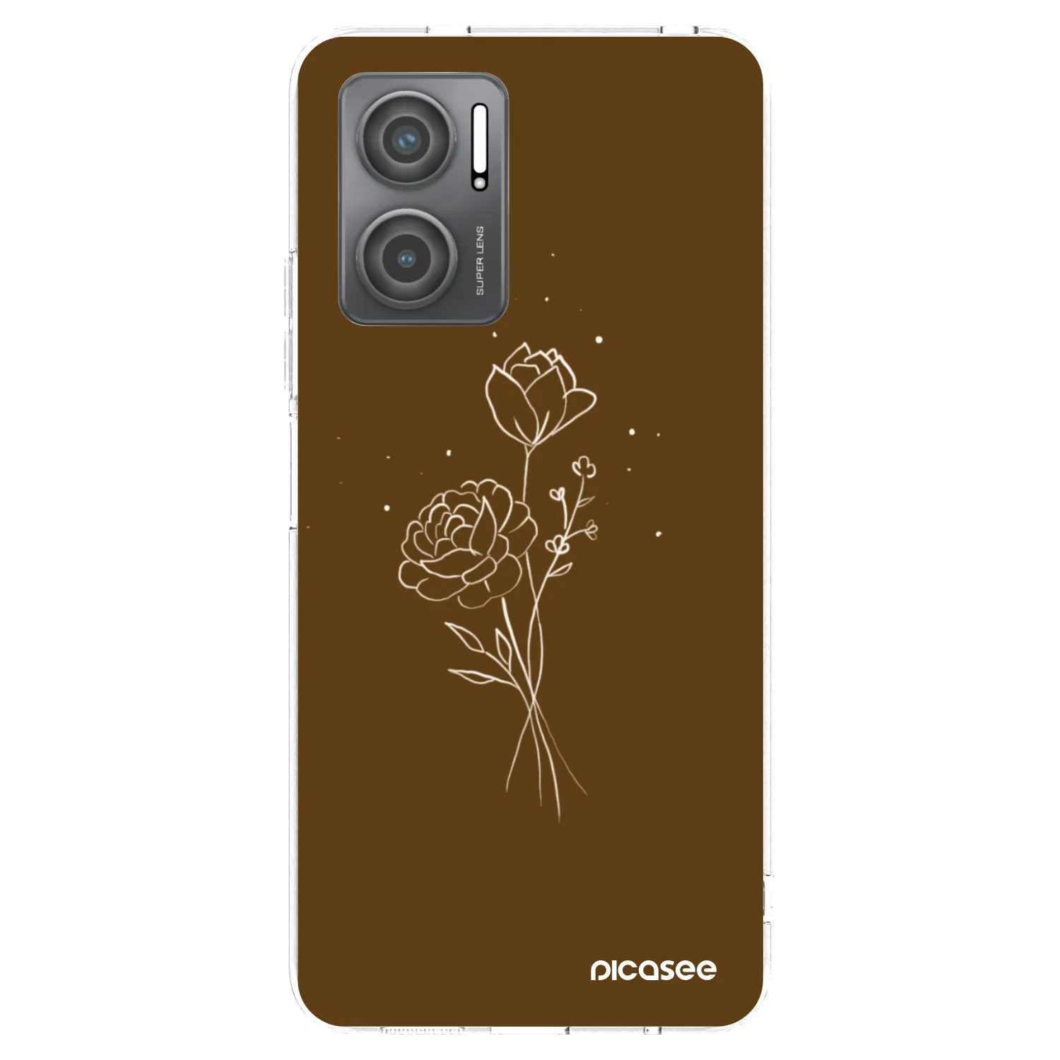 Picasee átlátszó szilikon tok az alábbi mobiltelefonokra Xiaomi Redmi 10 5G - Brown flowers