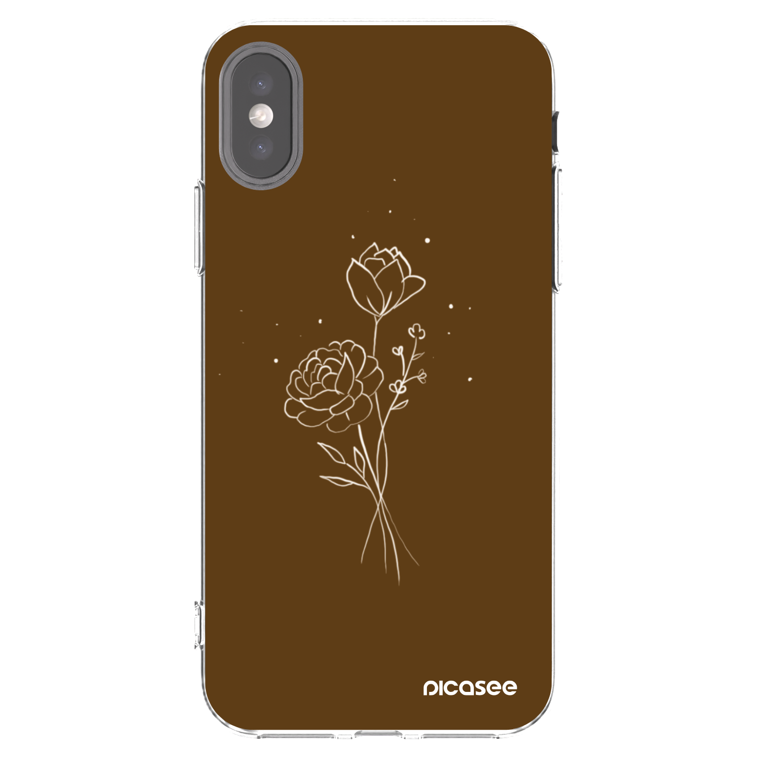 Picasee átlátszó szilikon tok az alábbi mobiltelefonokra Apple iPhone X/XS - Brown flowers