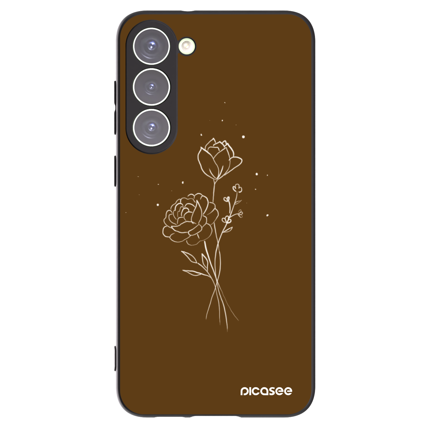 Picasee fekete szilikon tok az alábbi mobiltelefonokra Samsung Galaxy S23+ 5G - Brown flowers