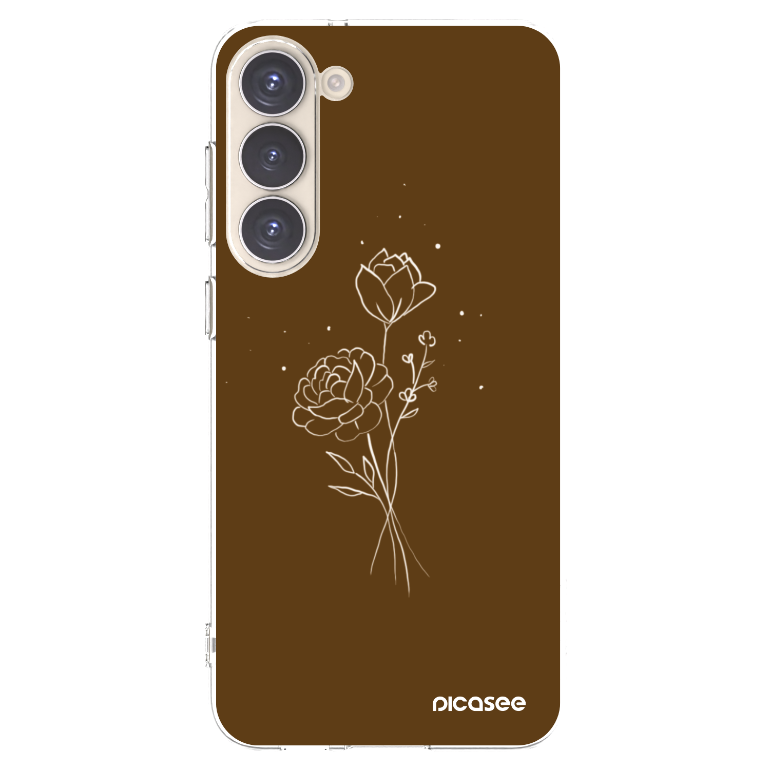 Picasee átlátszó szilikon tok az alábbi mobiltelefonokra Samsung Galaxy S23+ 5G - Brown flowers