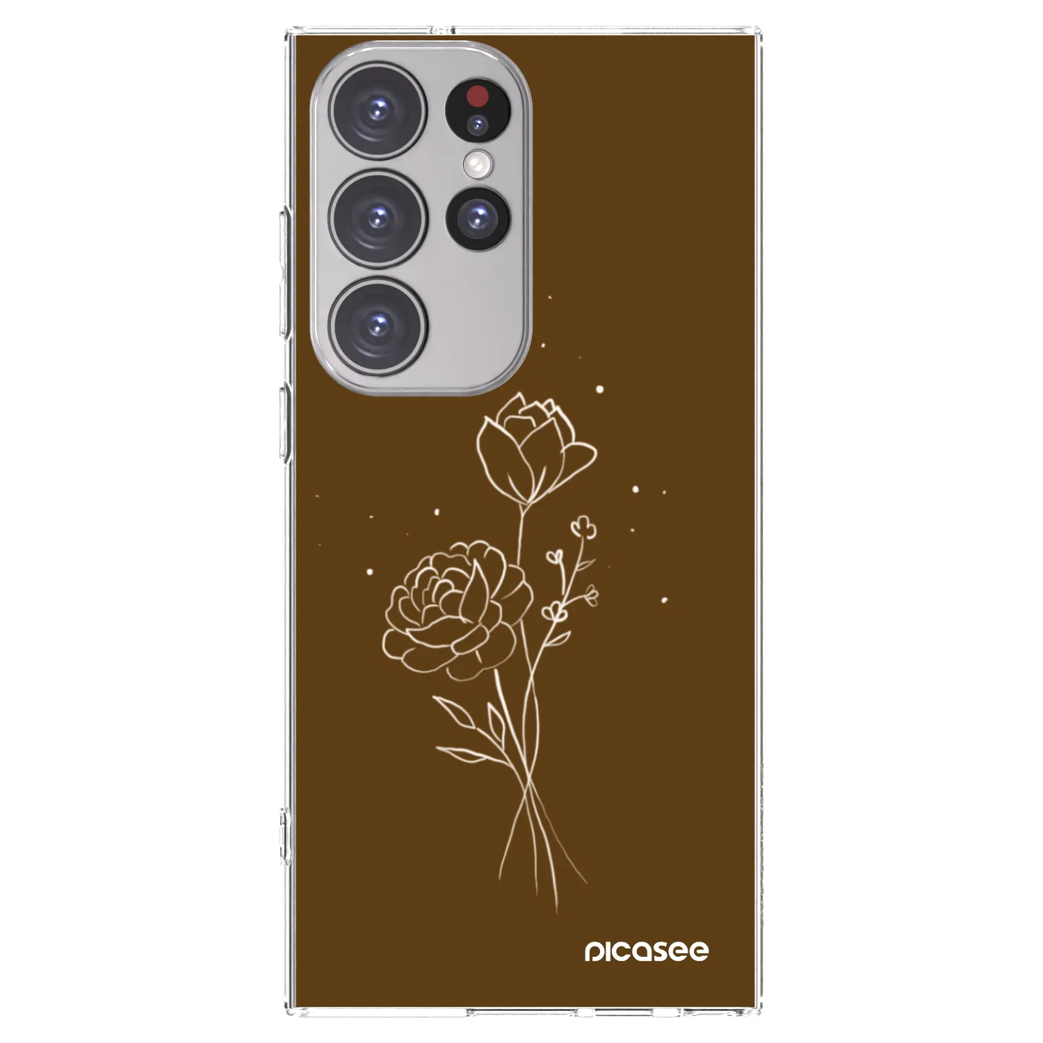 Picasee átlátszó szilikon tok az alábbi mobiltelefonokra Samsung Galaxy S23 Ultra 5G - Brown flowers