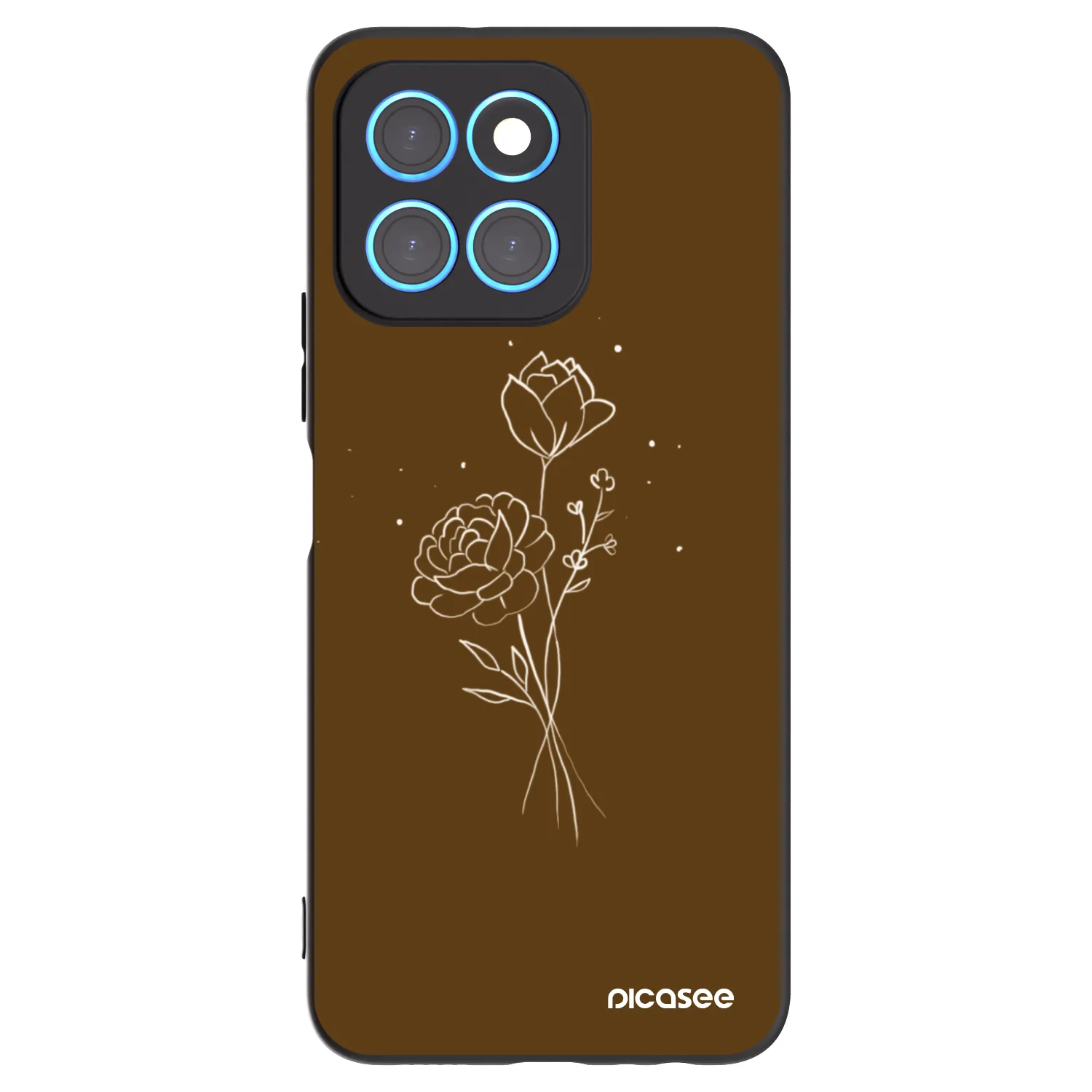 Picasee fekete szilikon tok az alábbi mobiltelefonokra Honor X8 5G - Brown flowers