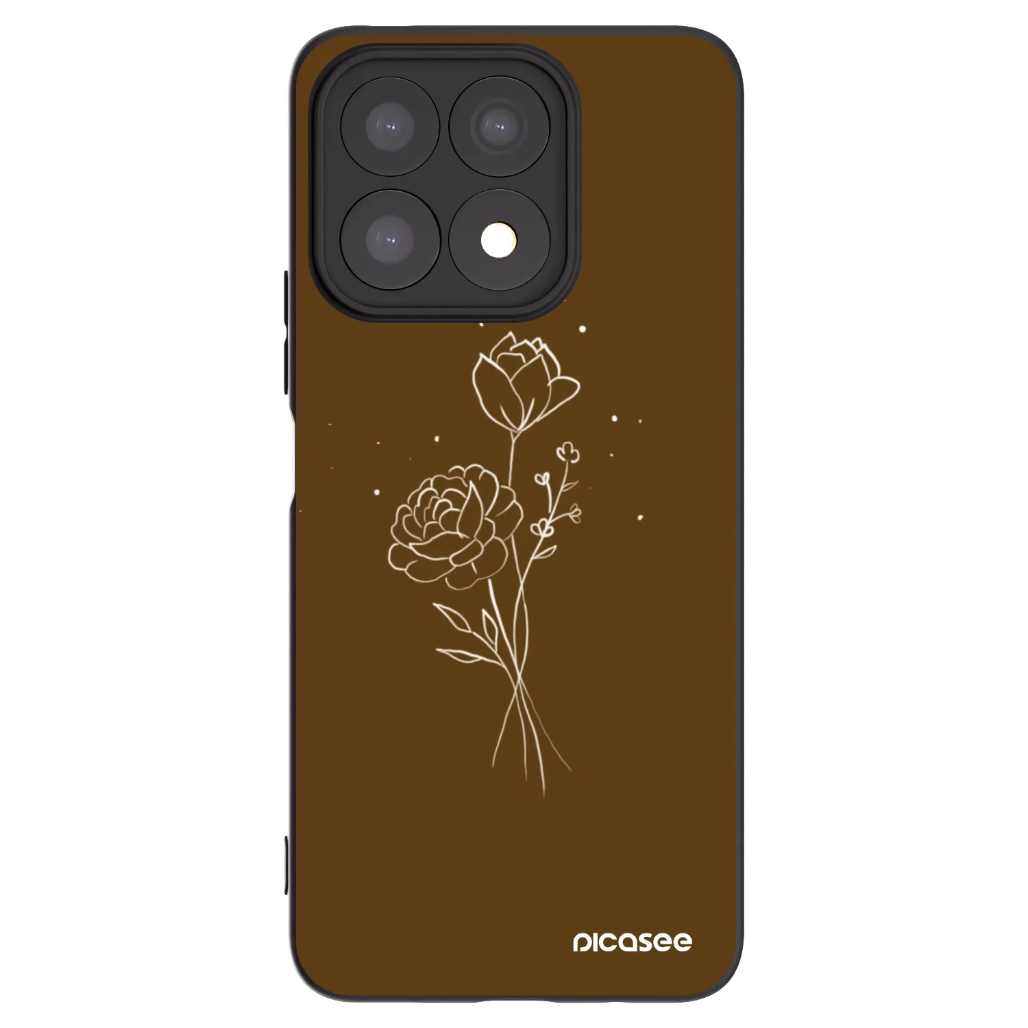 Picasee fekete szilikon tok az alábbi mobiltelefonokra Honor X8a - Brown flowers