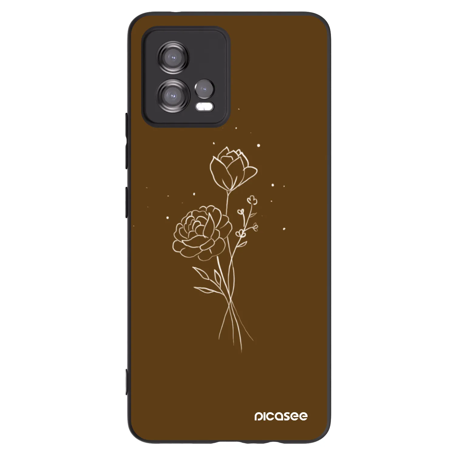 Picasee fekete szilikon tok az alábbi mobiltelefonokra Motorola Moto G72 - Brown flowers