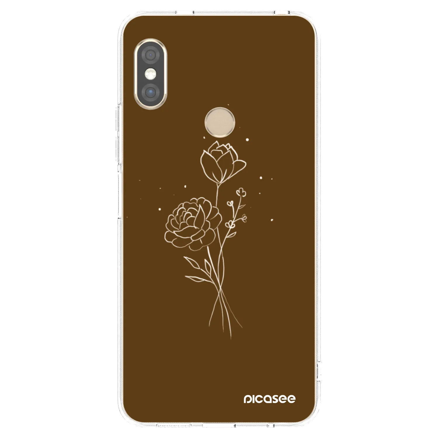 Picasee átlátszó szilikon tok az alábbi mobiltelefonokra Xiaomi Redmi Note 5 Global - Brown flowers