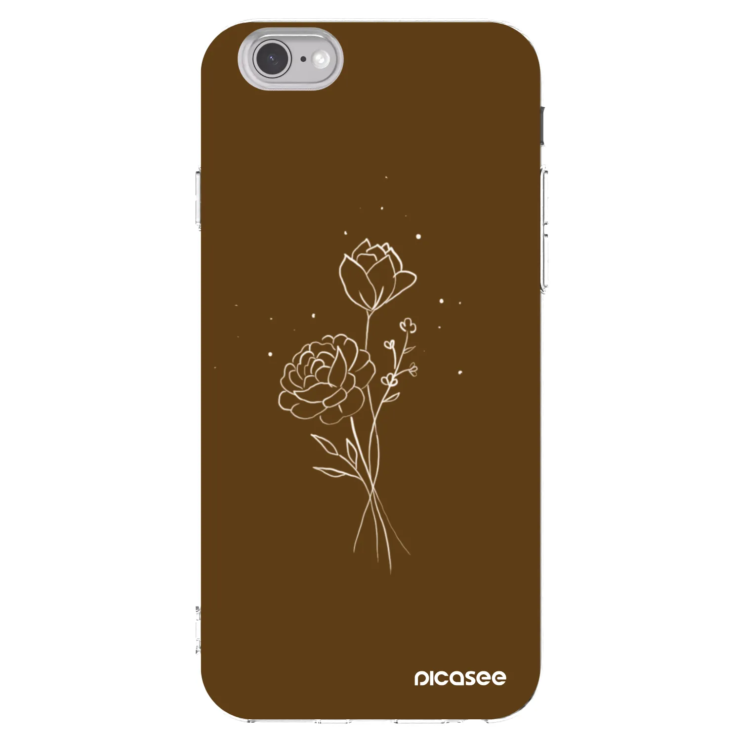 Picasee átlátszó szilikon tok az alábbi mobiltelefonokra Apple iPhone 6/6S - Brown flowers