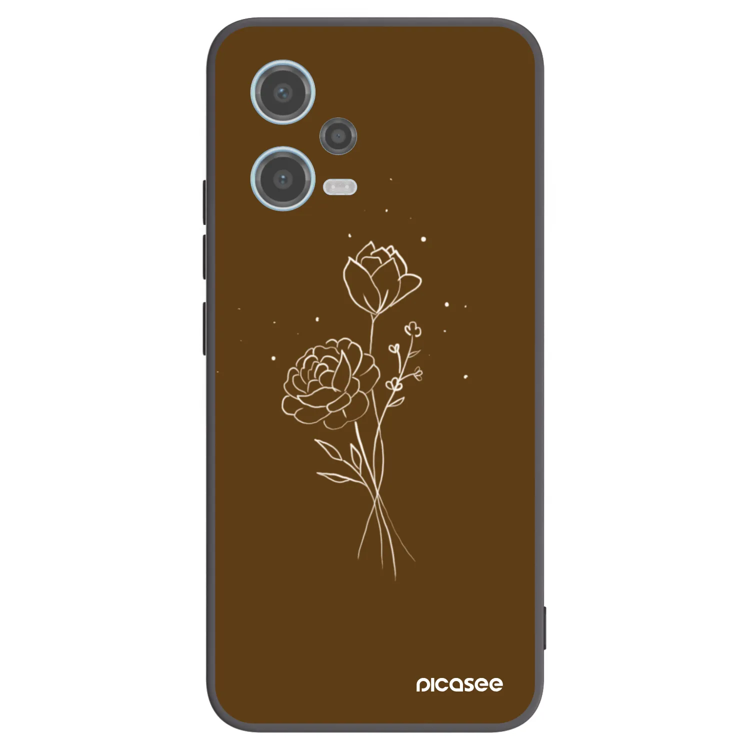 Picasee fekete szilikon tok az alábbi mobiltelefonokra Xiaomi Redmi Note 12 5G - Brown flowers