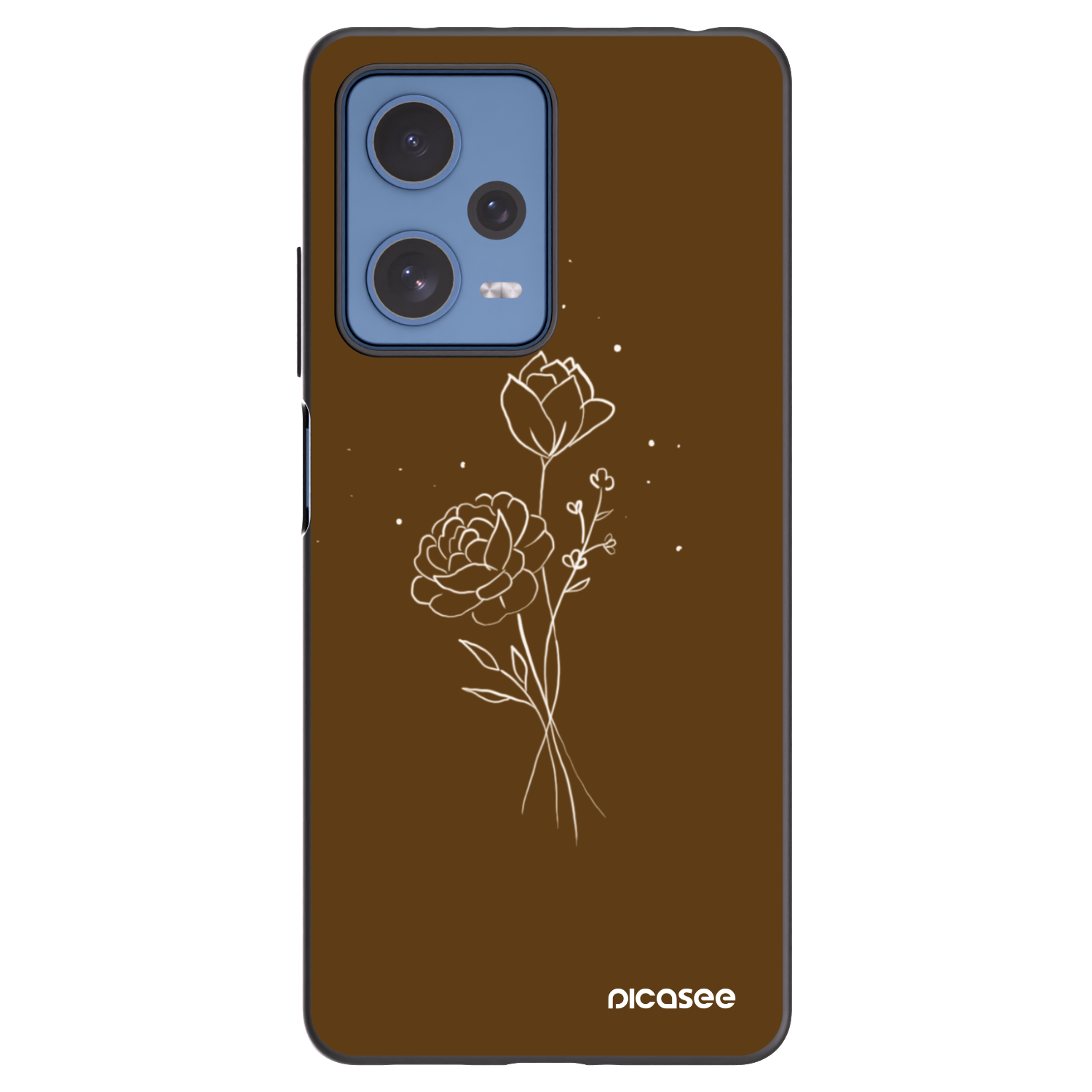 Picasee fekete szilikon tok az alábbi mobiltelefonokra Xiaomi Redmi Note 12 Pro 5G - Brown flowers