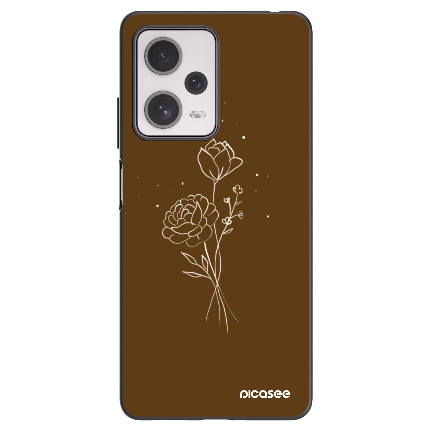 Picasee fekete szilikon tok az alábbi mobiltelefonokra Xiaomi Redmi Note 12 Pro+ 5G - Brown flowers