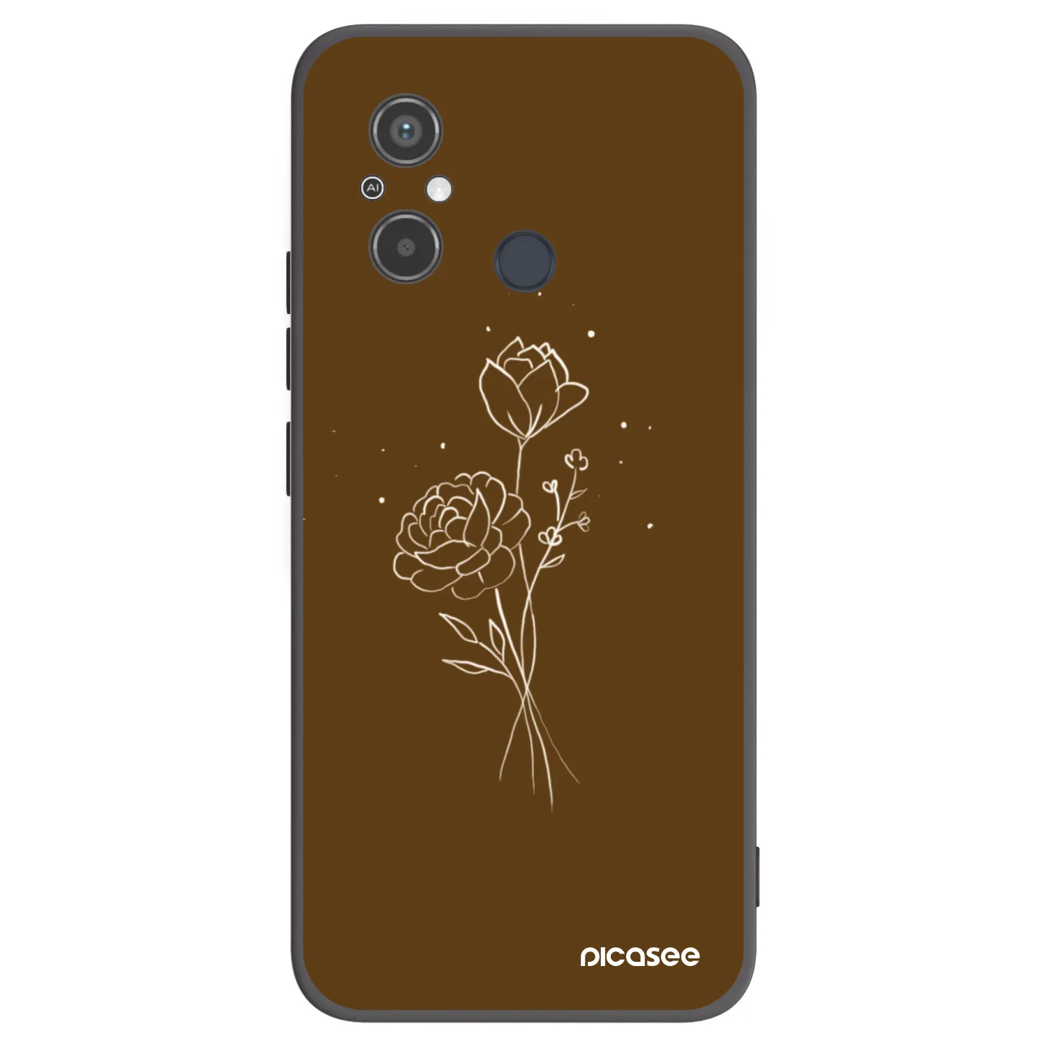 Picasee fekete szilikon tok az alábbi mobiltelefonokra Xiaomi Redmi 12C - Brown flowers