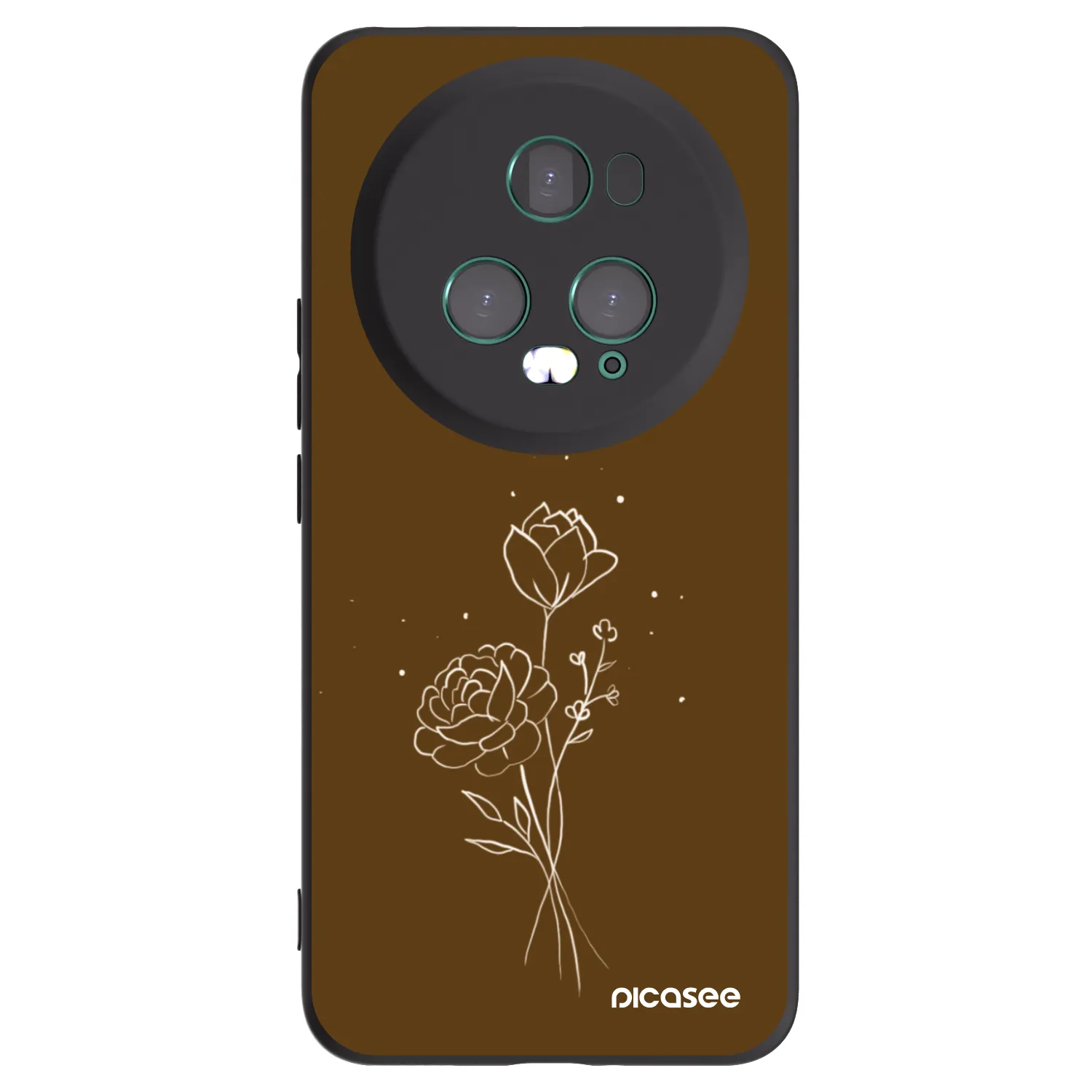 Picasee fekete szilikon tok az alábbi mobiltelefonokra Honor Magic5 Pro - Brown flowers