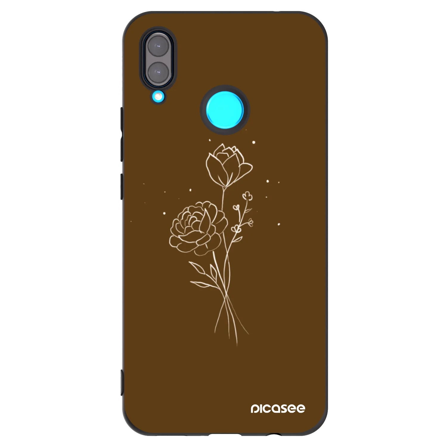 Picasee fekete szilikon tok az alábbi mobiltelefonokra Huawei Nova 3i - Brown flowers