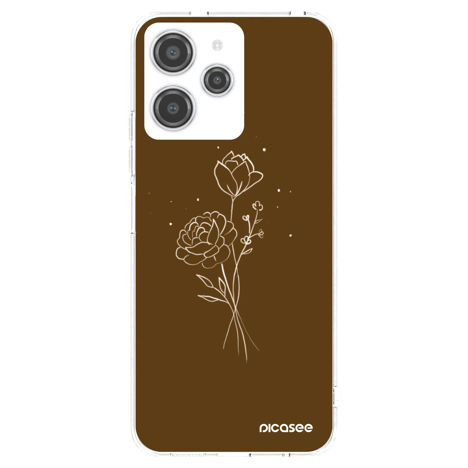 Picasee átlátszó szilikon tok az alábbi mobiltelefonokra Xiaomi Redmi 12 4G - Brown flowers