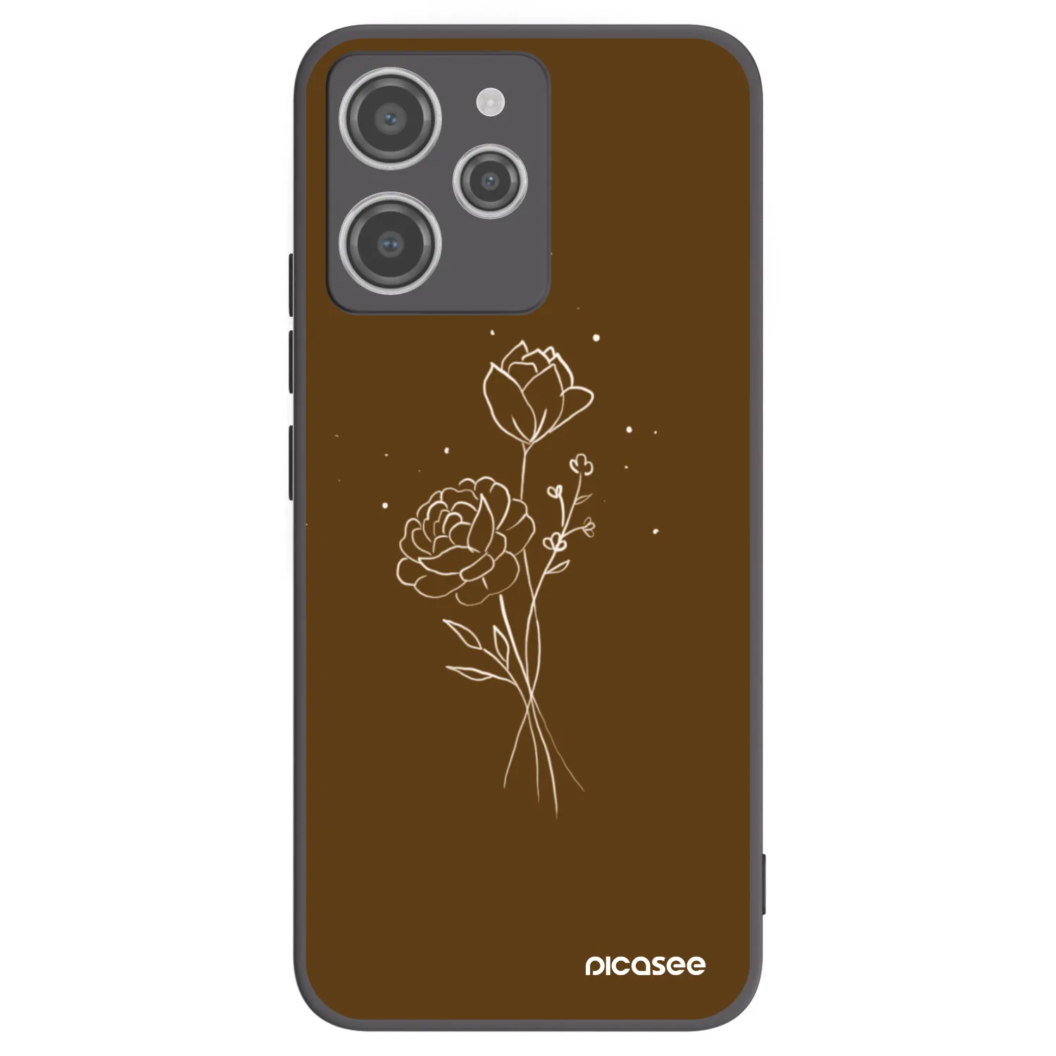 Picasee fekete szilikon tok az alábbi mobiltelefonokra Xiaomi Redmi 12 4G - Brown flowers