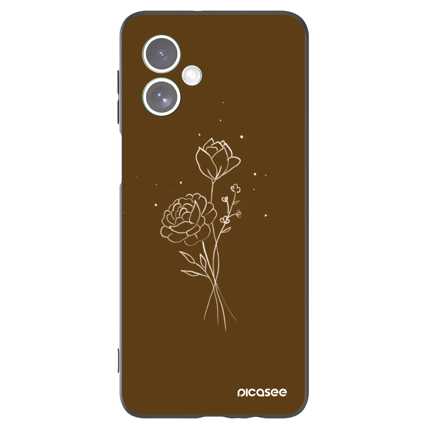 Picasee fekete szilikon tok az alábbi mobiltelefonokra Motorola Moto G54 5G - Brown flowers