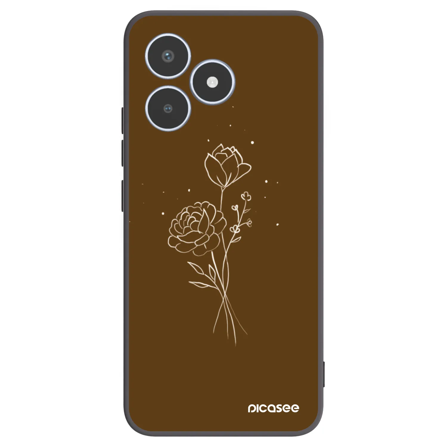 Picasee fekete szilikon tok az alábbi mobiltelefonokra Realme C53 - Brown flowers