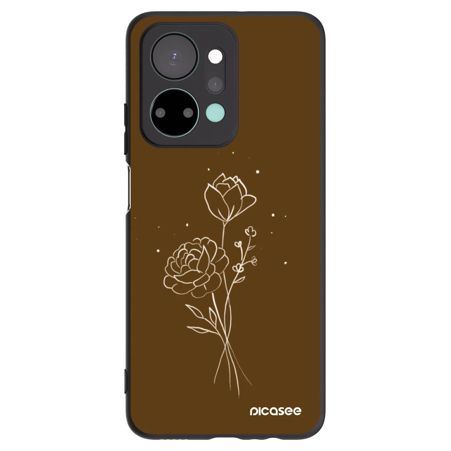 Picasee fekete szilikon tok az alábbi mobiltelefonokra Honor X7a - Brown flowers