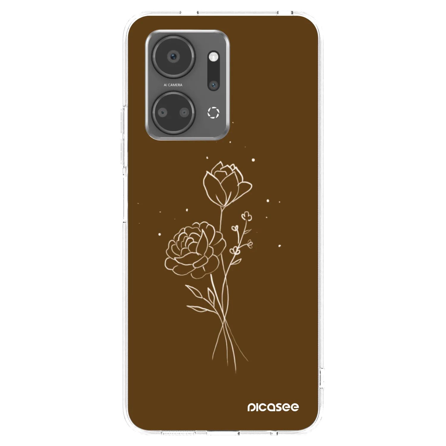 Picasee átlátszó szilikon tok az alábbi mobiltelefonokra Honor X7a - Brown flowers