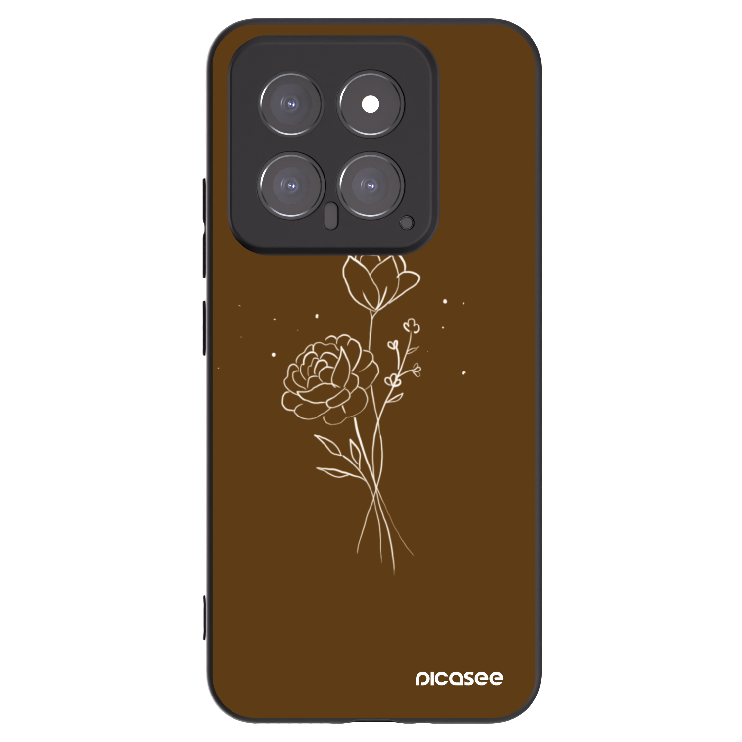 Picasee fekete szilikon tok az alábbi mobiltelefonokra Xiaomi 14 - Brown flowers