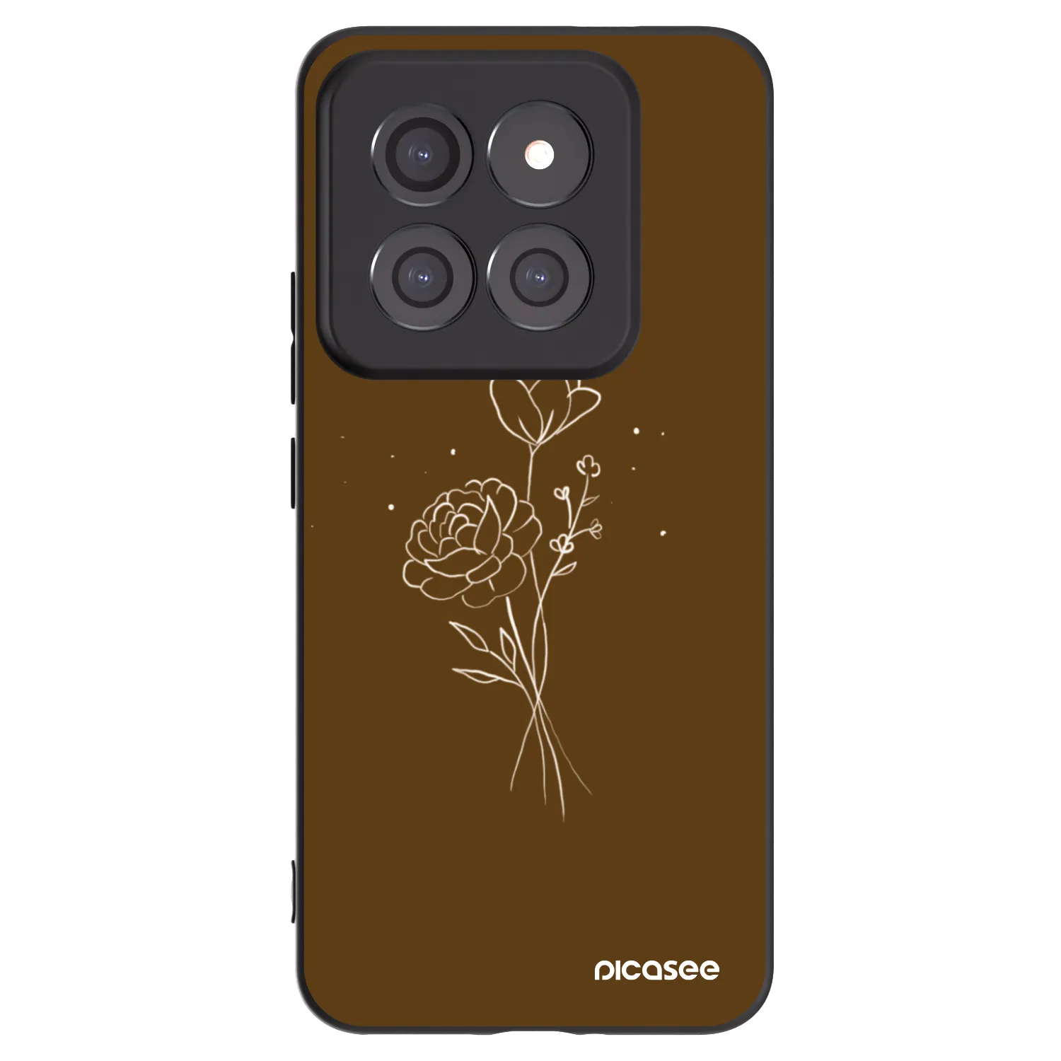 Picasee fekete szilikon tok az alábbi mobiltelefonokra Xiaomi 14 Pro - Brown flowers