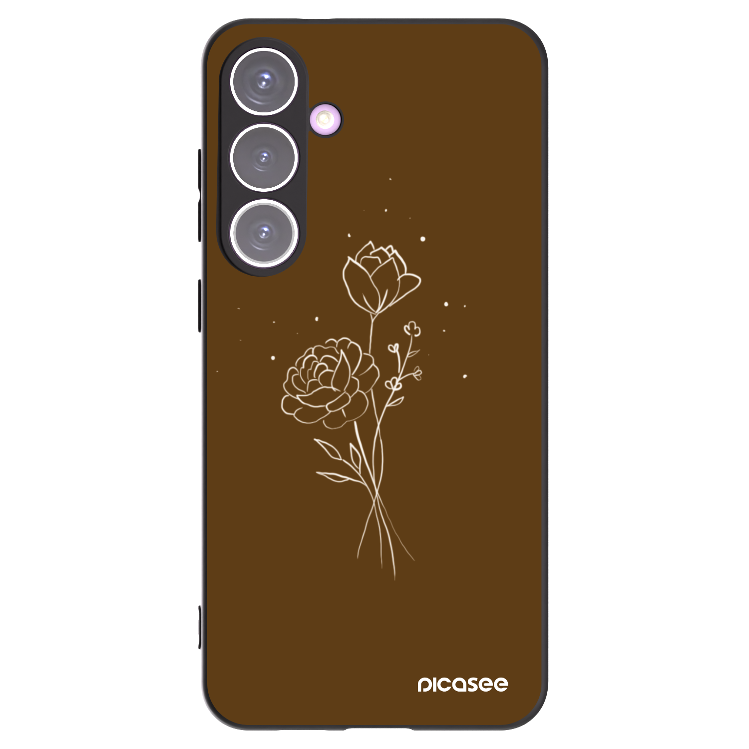 Picasee fekete szilikon tok az alábbi mobiltelefonokra Samsung Galaxy S24+ S926B 5G - Brown flowers