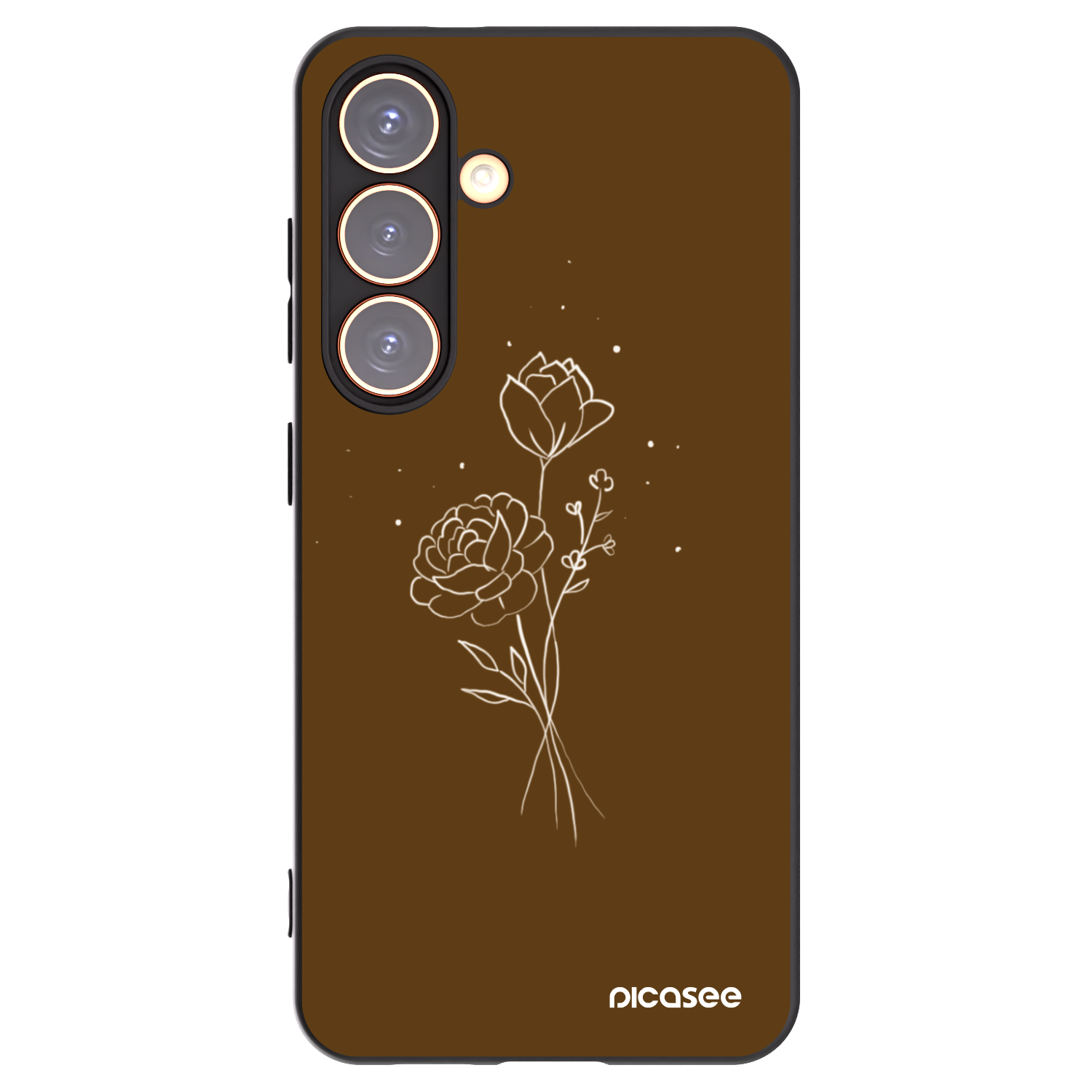 Picasee fekete szilikon tok az alábbi mobiltelefonokra Samsung Galaxy S24 S921B 5G - Brown flowers