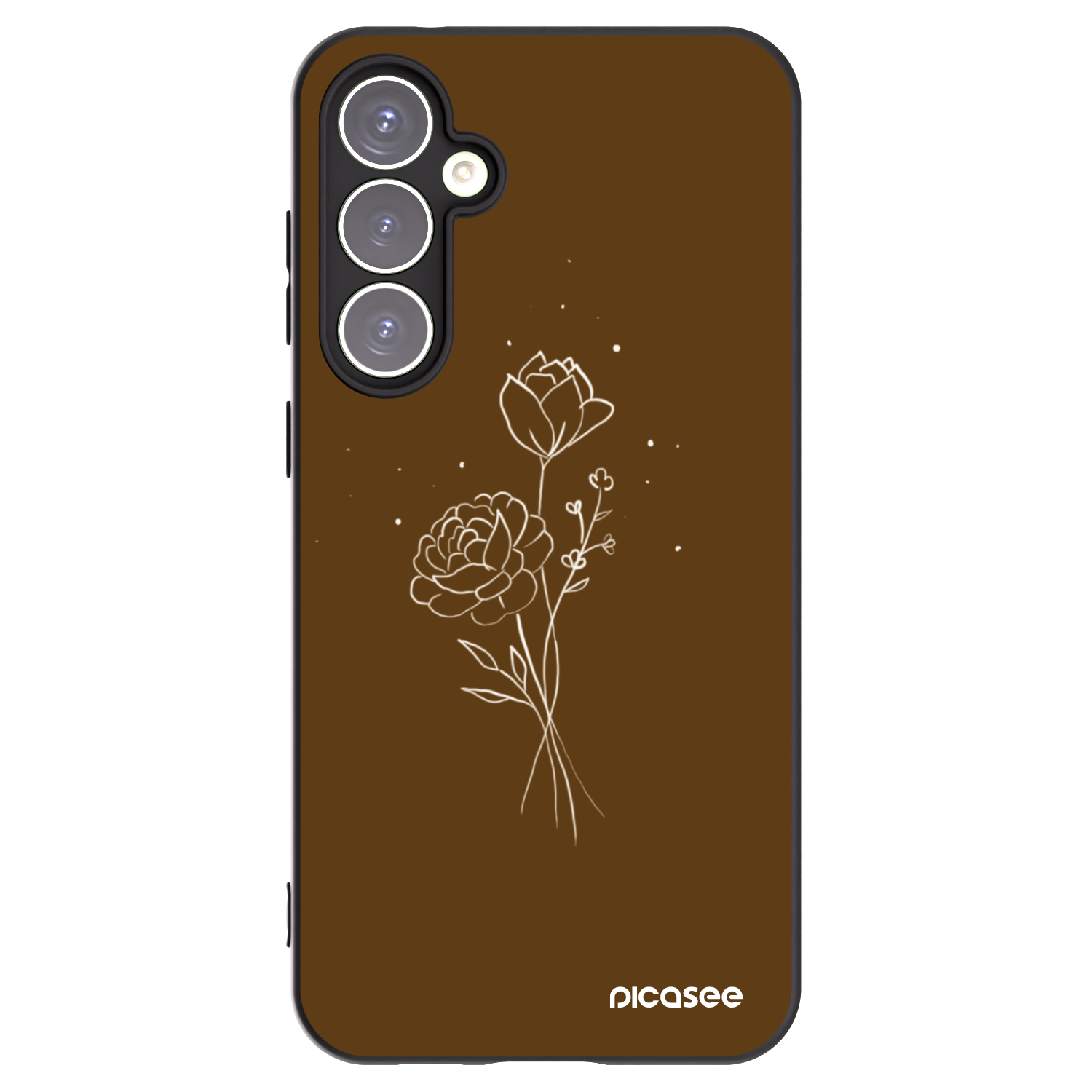 Picasee fekete szilikon tok az alábbi mobiltelefonokra Samsung Galaxy S23 FE S711B - Brown flowers