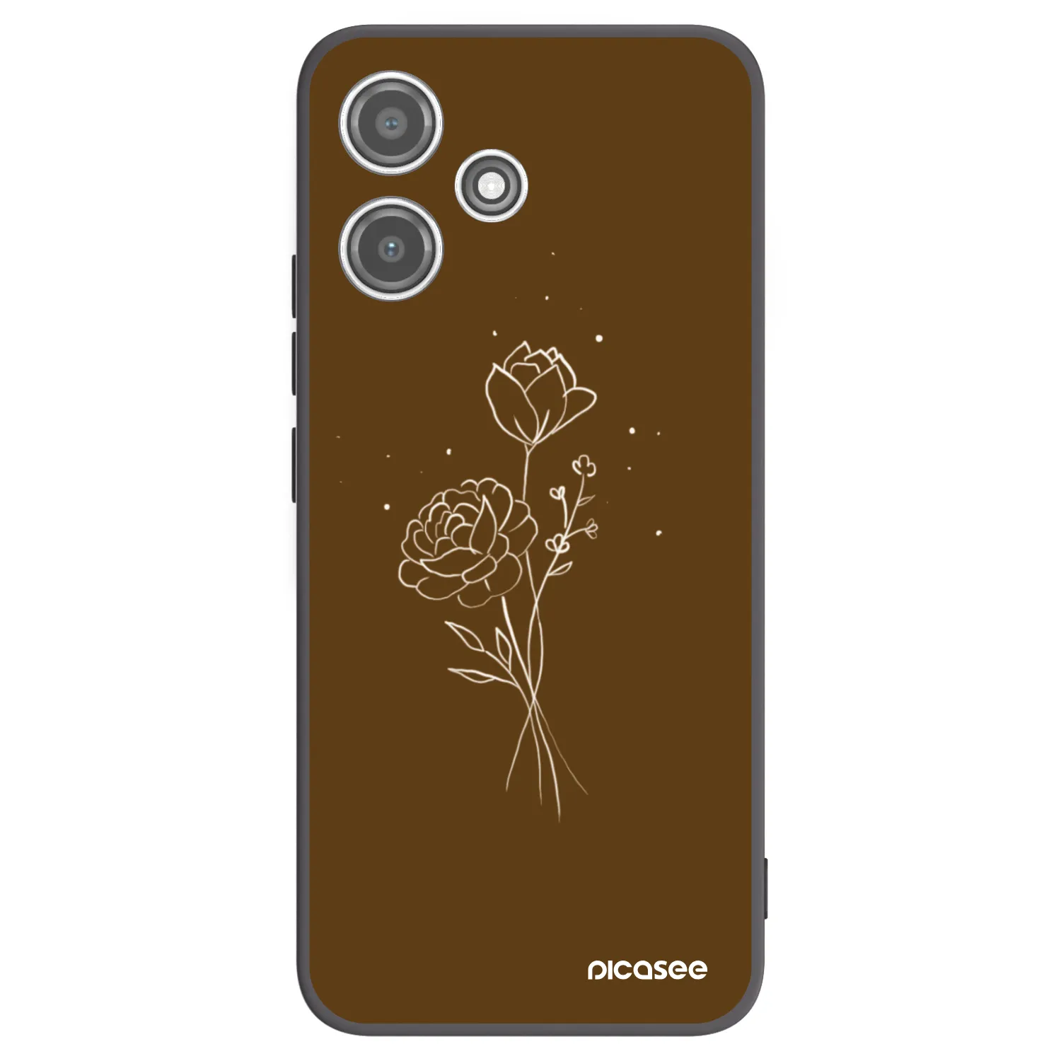 Picasee fekete szilikon tok az alábbi mobiltelefonokra Xiaomi Redmi 12 5G - Brown flowers