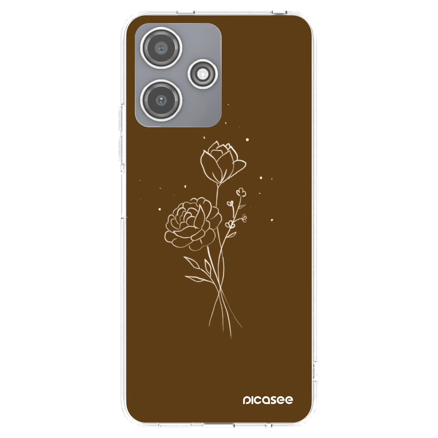 Picasee átlátszó szilikon tok az alábbi mobiltelefonokra Xiaomi Redmi 12 5G - Brown flowers