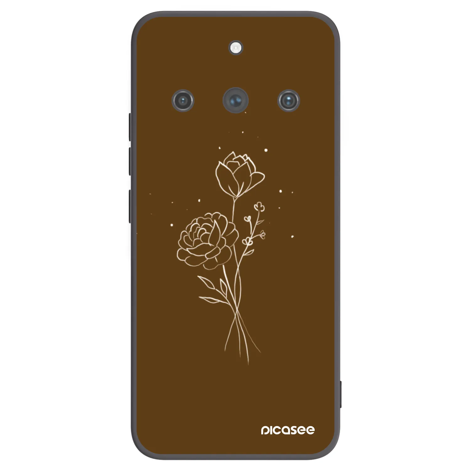 Picasee fekete szilikon tok az alábbi mobiltelefonokra Realme 11 Pro+ - Brown flowers