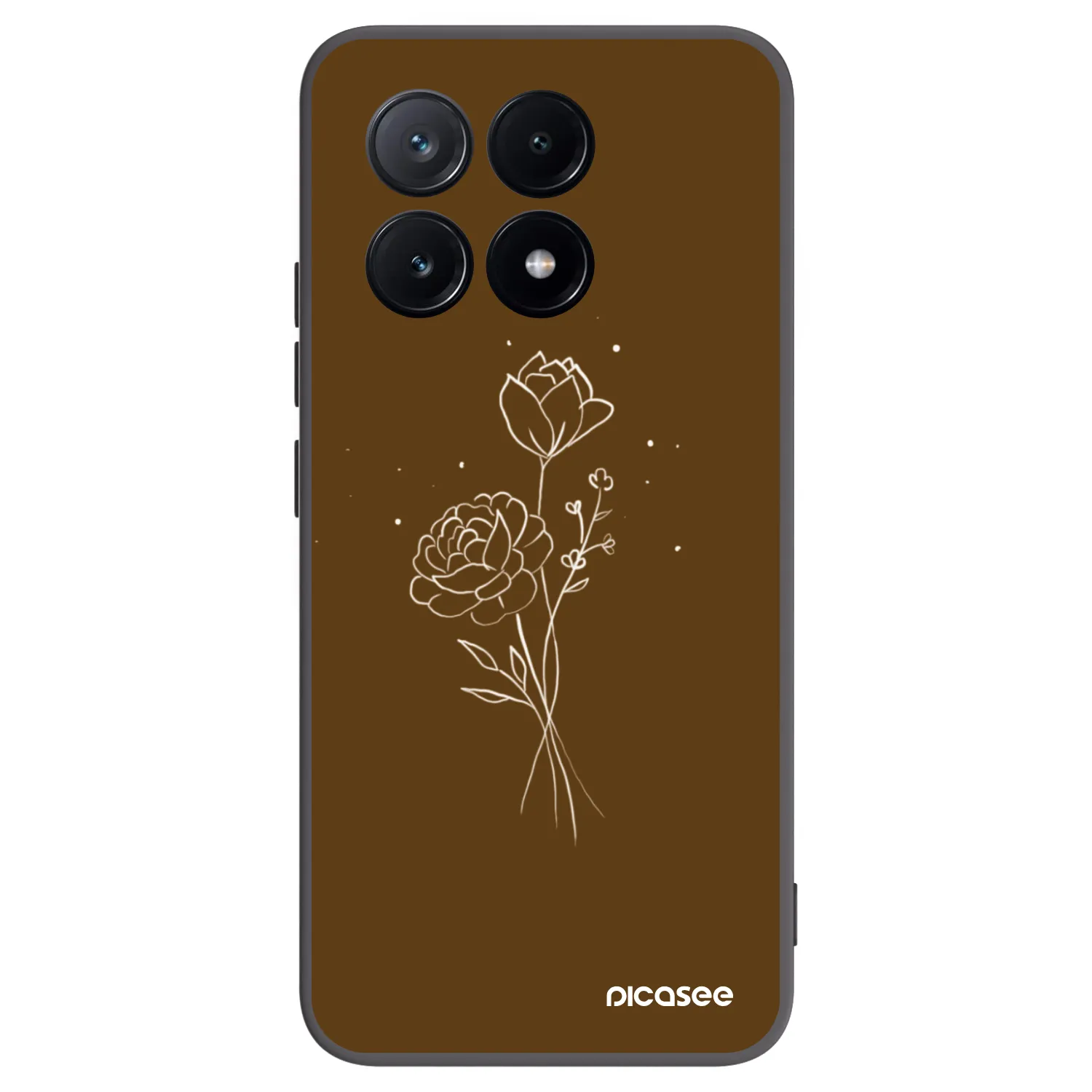 Picasee fekete szilikon tok az alábbi mobiltelefonokra Xiaomi Poco X6 Pro - Brown flowers