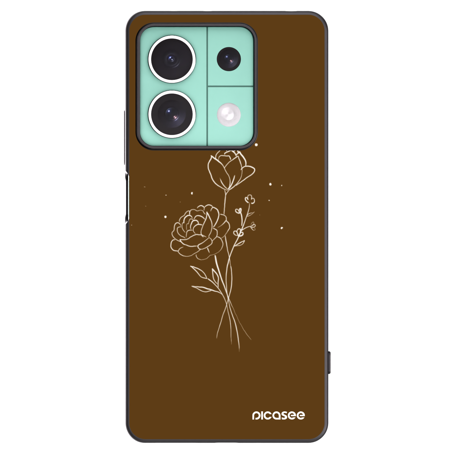 Picasee fekete szilikon tok az alábbi mobiltelefonokra Xiaomi Redmi Note 13 5G - Brown flowers